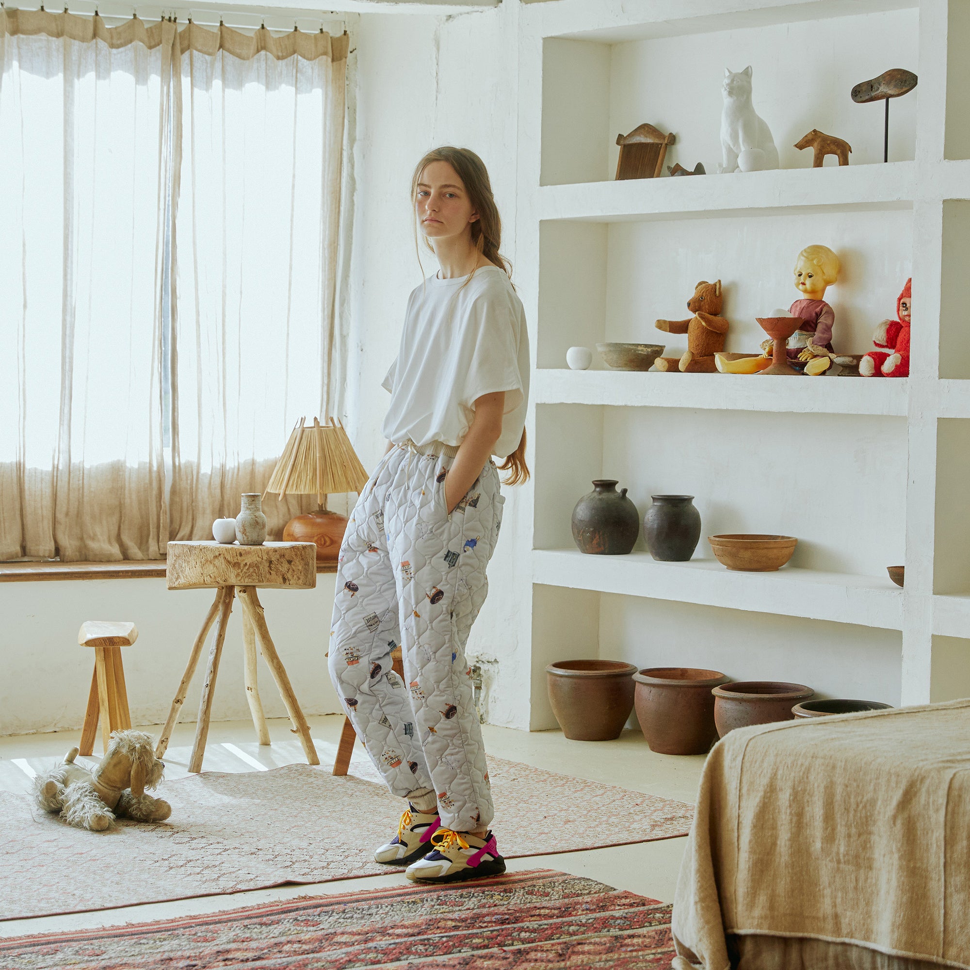 No:bsd23AW-03a | Name:Barn Antique Quilting Pants | Color:Off White【BEDSIDEDRAMA_ベッドサイドドラマ】【archive】