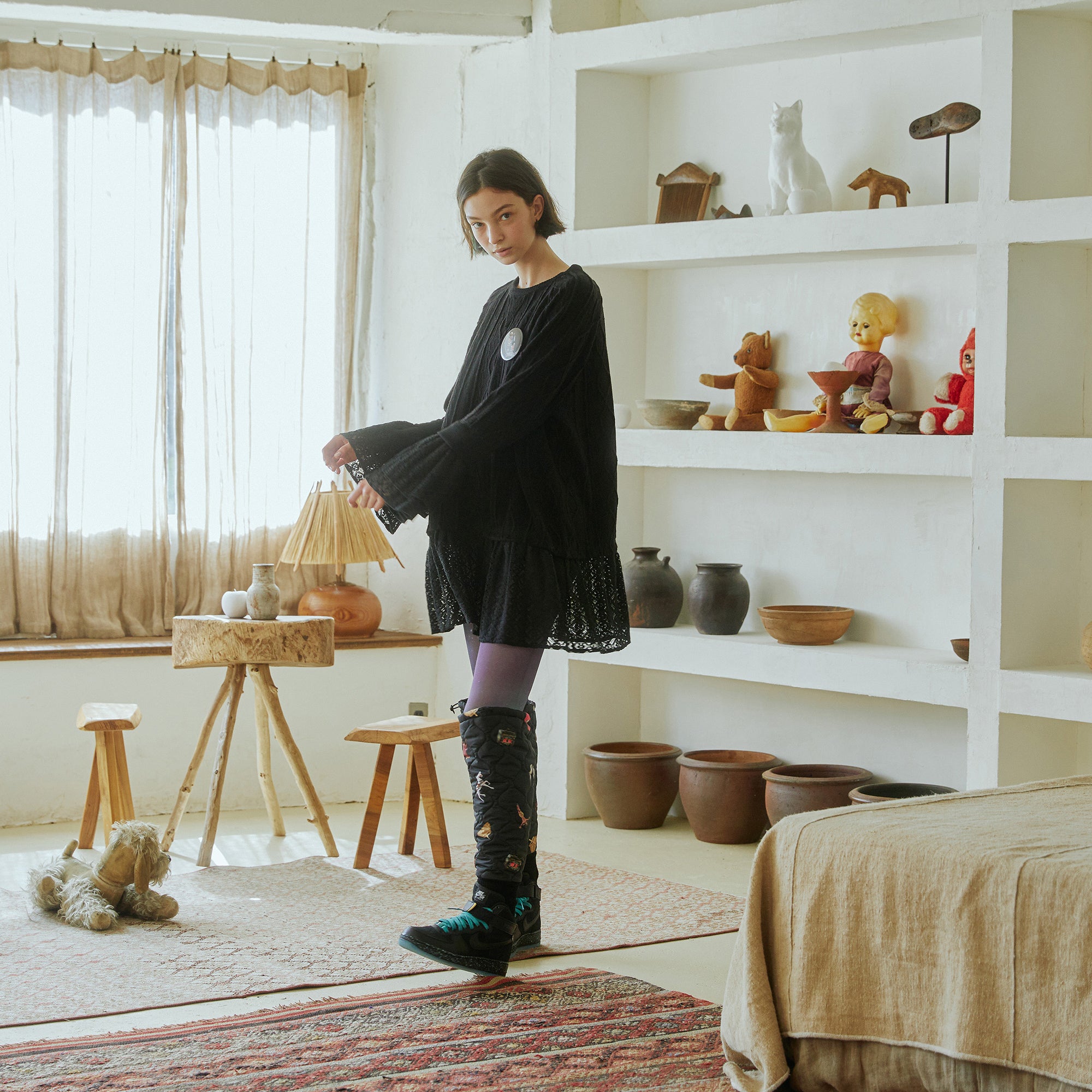 bsd23AW-04b | Barn Antique Quilting Warmer | Color:Black【BEDSIDEDRAMA_ベッドサイドドラマ】【archive】