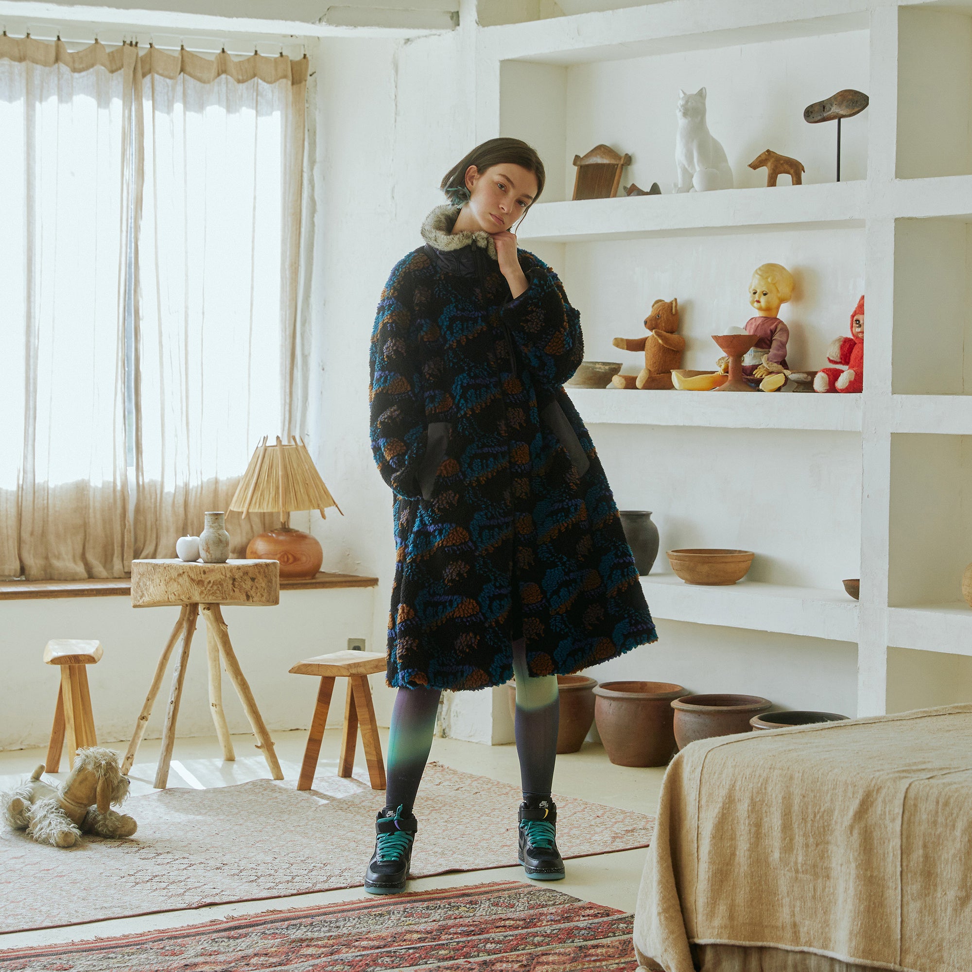 bsd23AW-05 | Forest Fleece JQ Coat | Color:Black【BEDSIDEDRAMA_ベッドサイドドラマ】【archive】