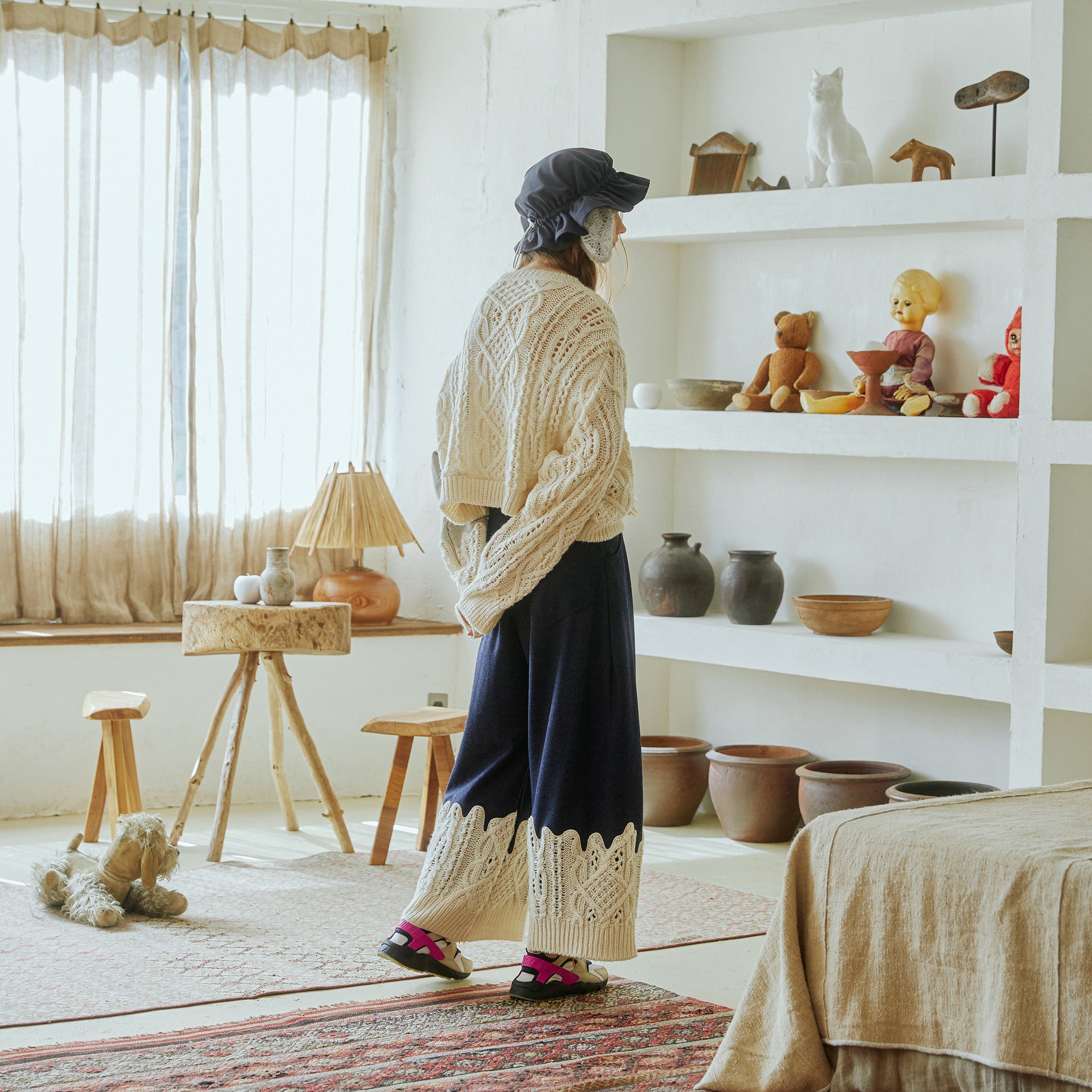 bsd23AW-10 | Erode Knit Wide Pants | Color:Navy【BEDSIDEDRAMA_ベッドサイドドラマ】