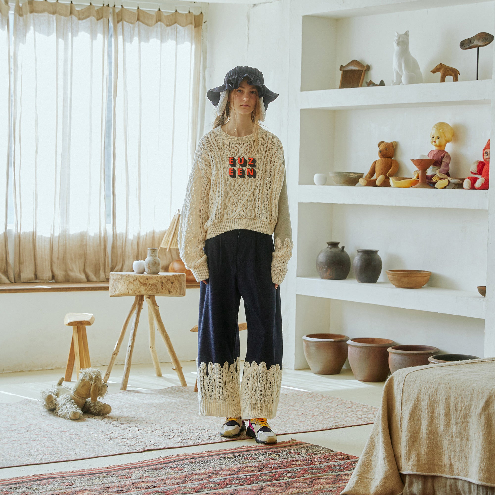 bsd23AW-10 | Erode Knit Wide Pants | Color:Navy【BEDSIDEDRAMA_ベッドサイドドラマ】