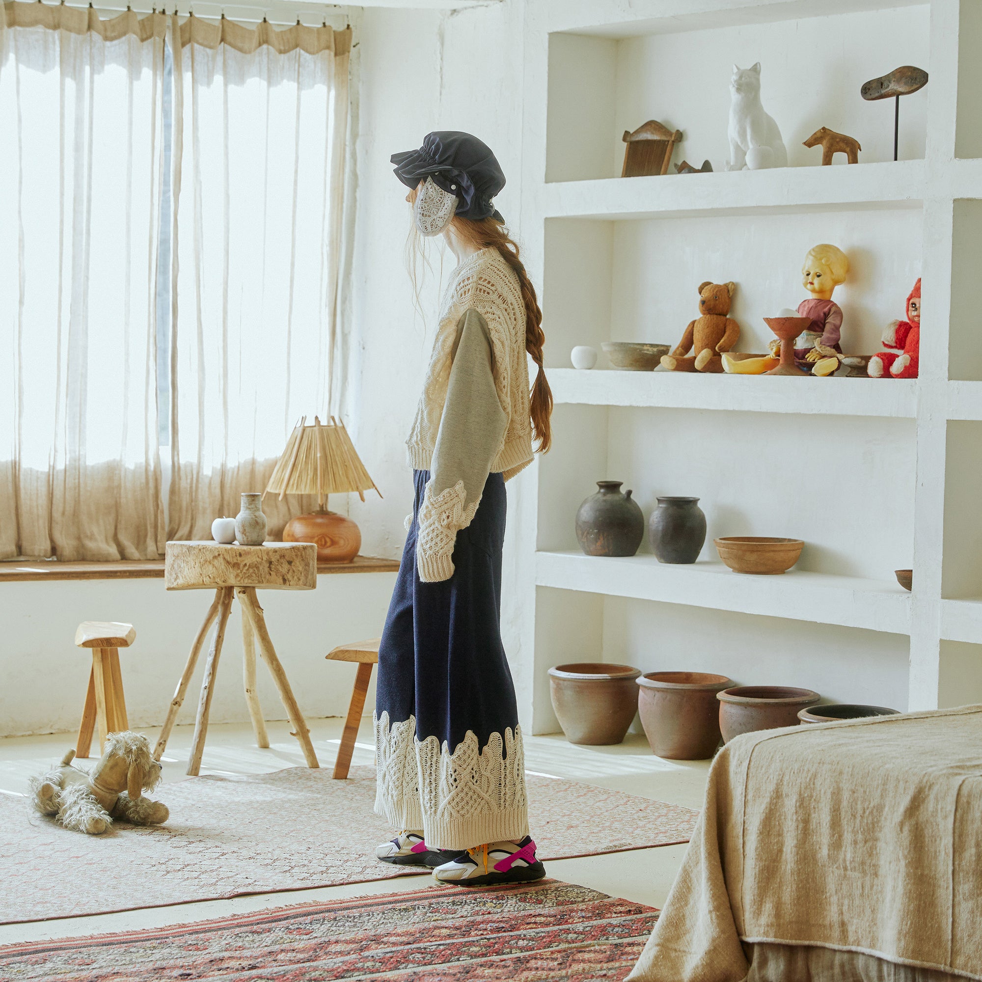 bsd23AW-10 | Erode Knit Wide Pants | Color:Navy【BEDSIDEDRAMA_ベッドサイドドラマ】