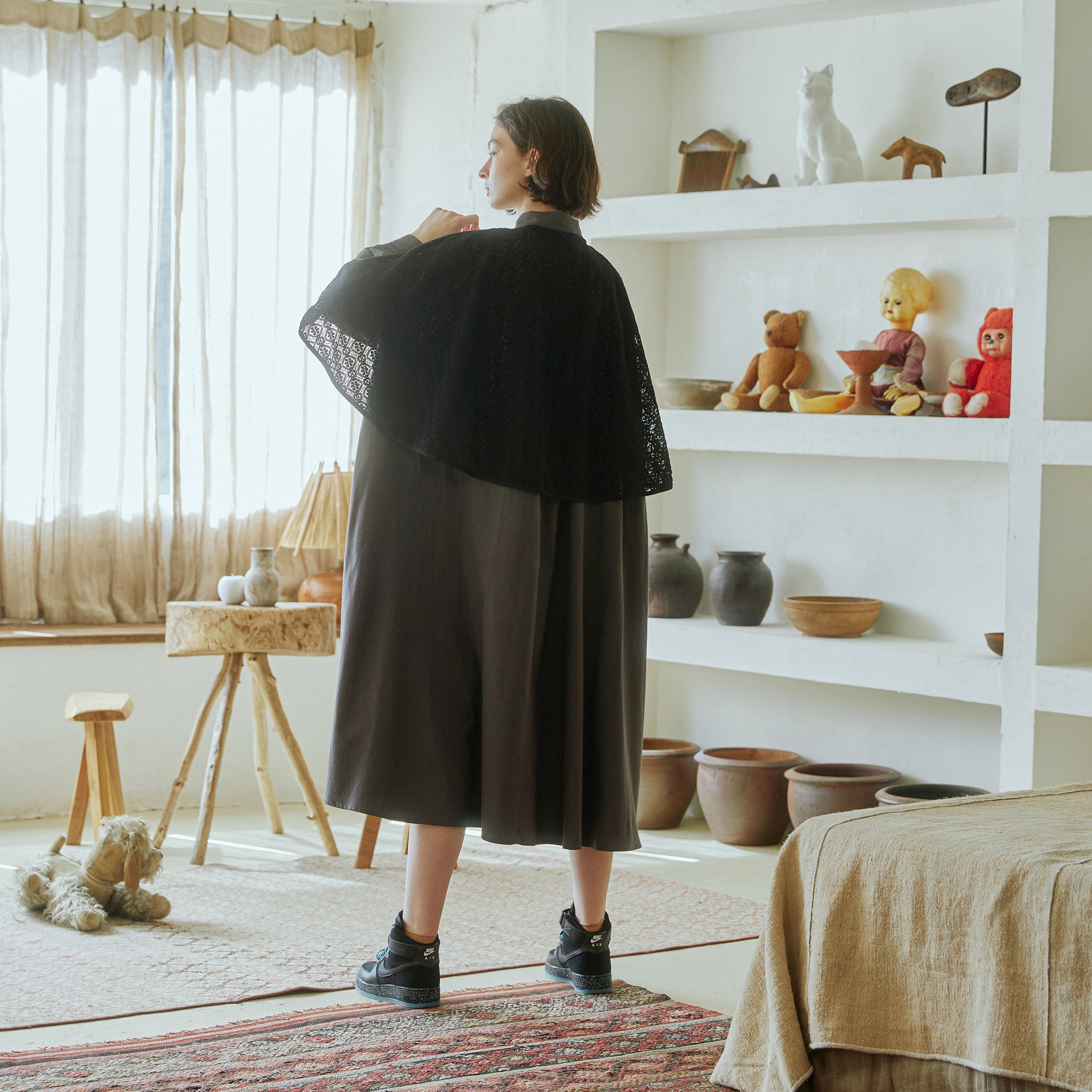 No:bsd23AW-13 | Name:Granma Lace Dress Shirt | Color:Charcoal【BEDSIDEDRAMA_ベッドサイドドラマ】【archive】