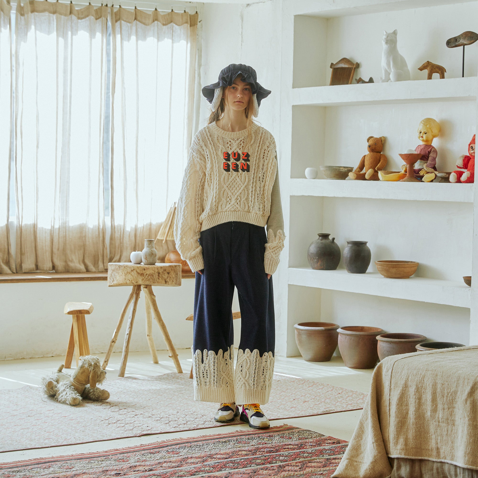 bsd23AW-16 | EUZEEN Mix Knit Sweater | Color:Off White【BEDSIDEDRAMA_ベッドサイドドラマ】【archive】