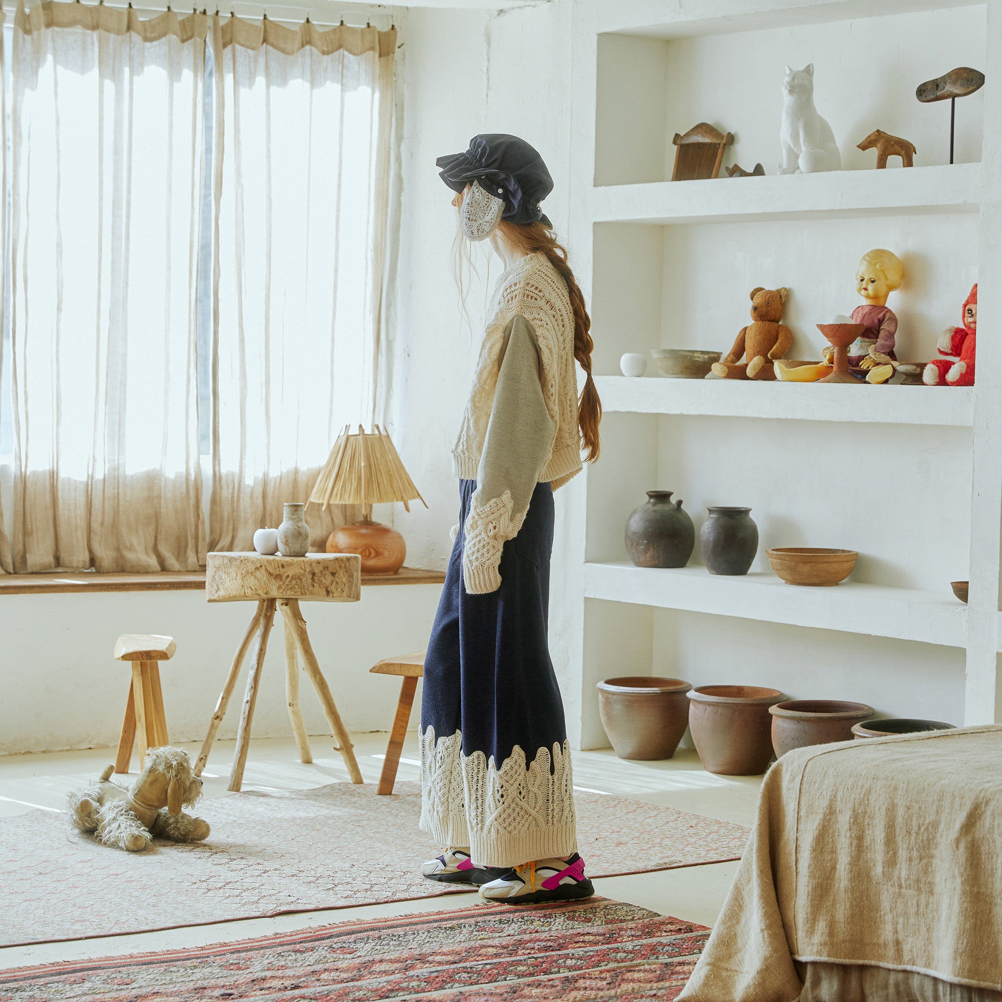 bsd23AW-16 | EUZEEN Mix Knit Sweater | Color:Off White【BEDSIDEDRAMA_ベッドサイドドラマ】【archive】