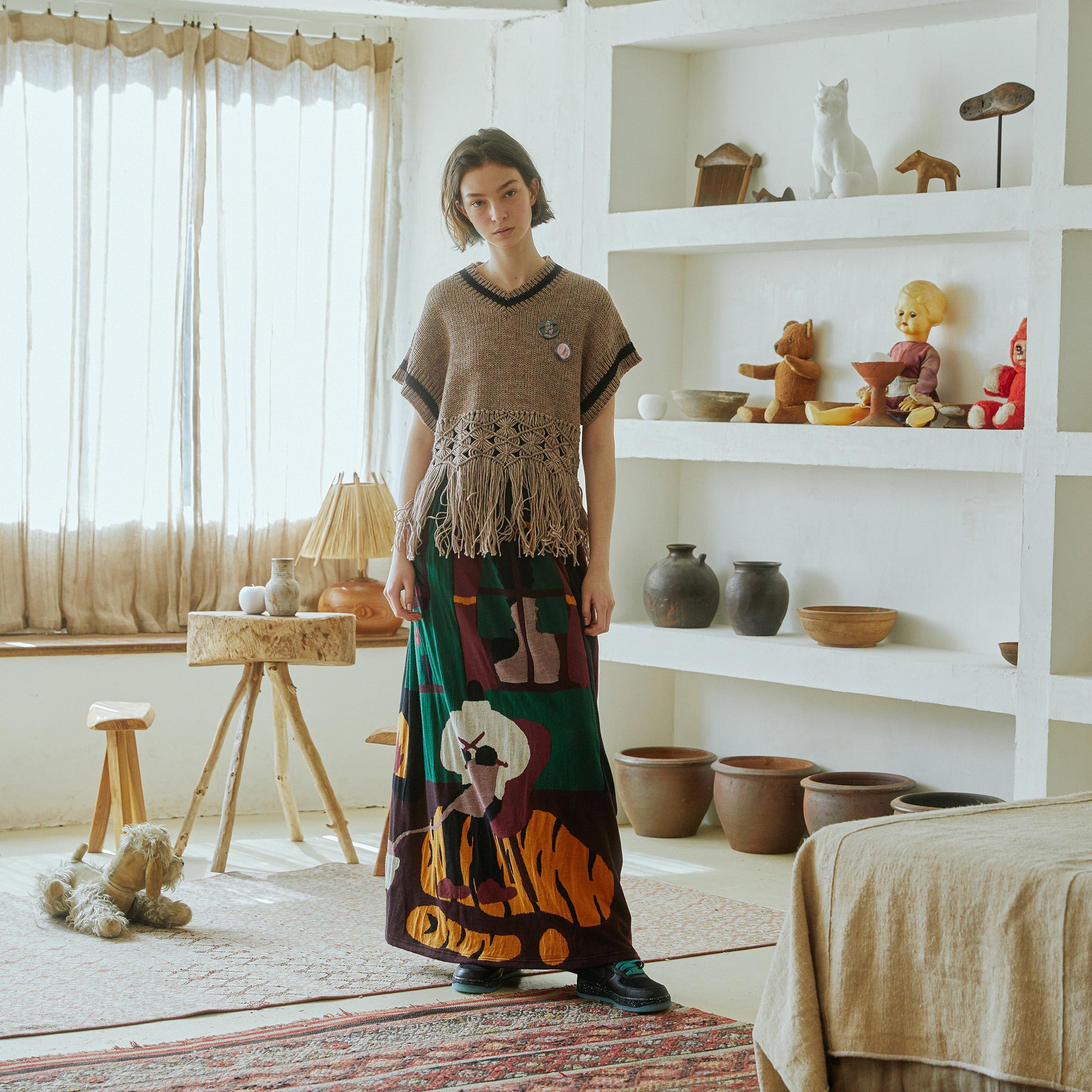 No:bsd23AW-19b | Name:Grandma's Knit Vest | Color:G Beige【BEDSIDEDRAMA_ベッドサイドドラマ】【archive】