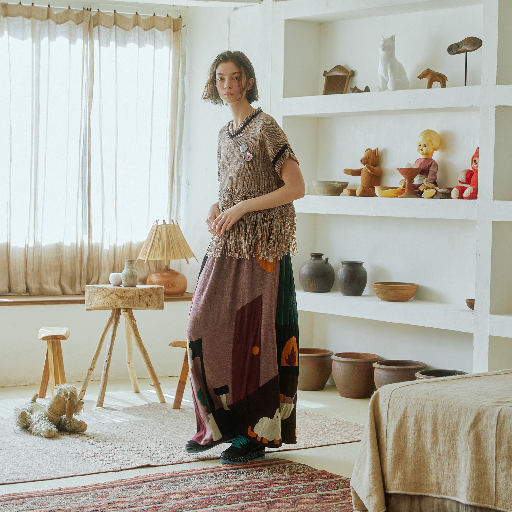 No:bsd23AW-19b | Name:Grandma's Knit Vest | Color:G Beige【BEDSIDEDRAMA_ベッドサイドドラマ】【archive】