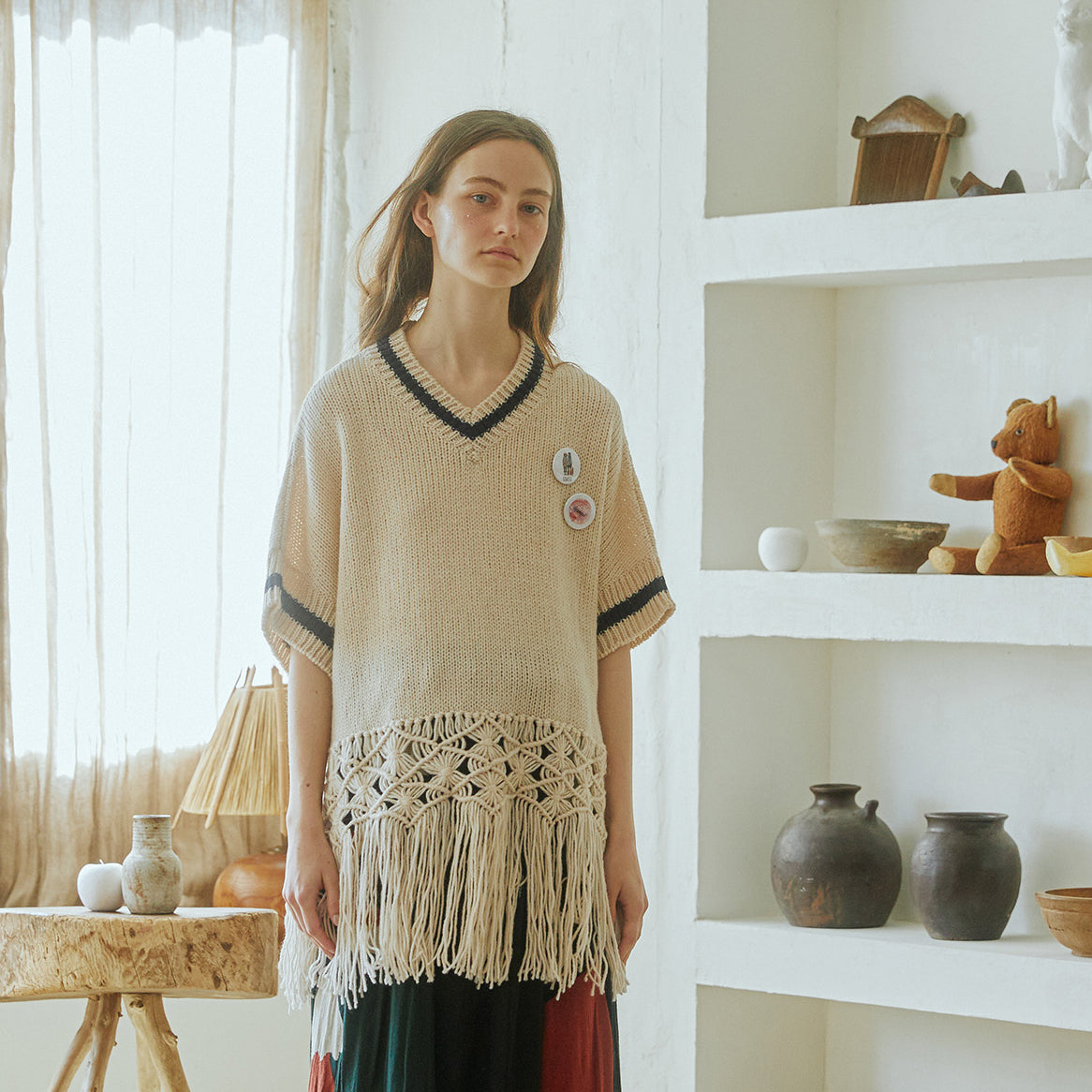 No:bsd23AW-19a | Name:Grandma's Knit Vest | Color:Off White【BEDSIDEDRAMA_ベッドサイドドラマ】