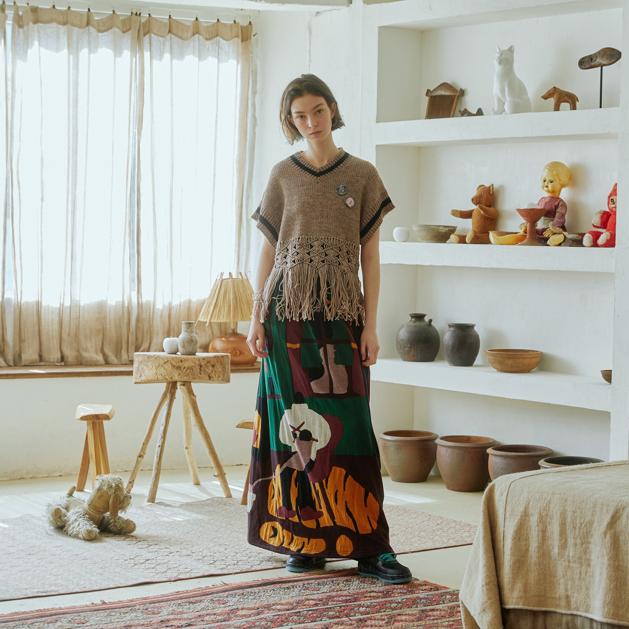 No:bsd23AW-24a | Name:In The Room Skirt | Color:Forest【BEDSIDEDRAMA_ベッドサイドドラマ】【archive】