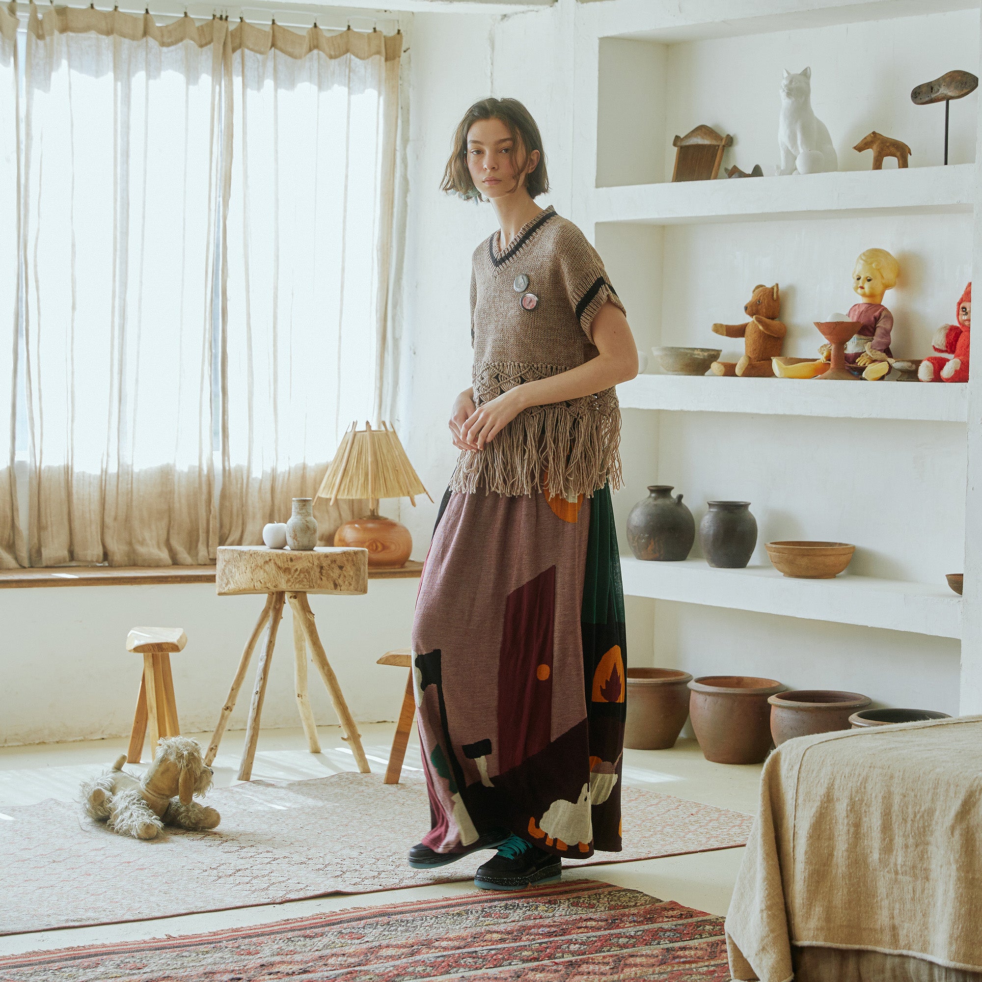 No:bsd23AW-24a | Name:In The Room Skirt | Color:Forest【BEDSIDEDRAMA_ベッドサイドドラマ】【archive】