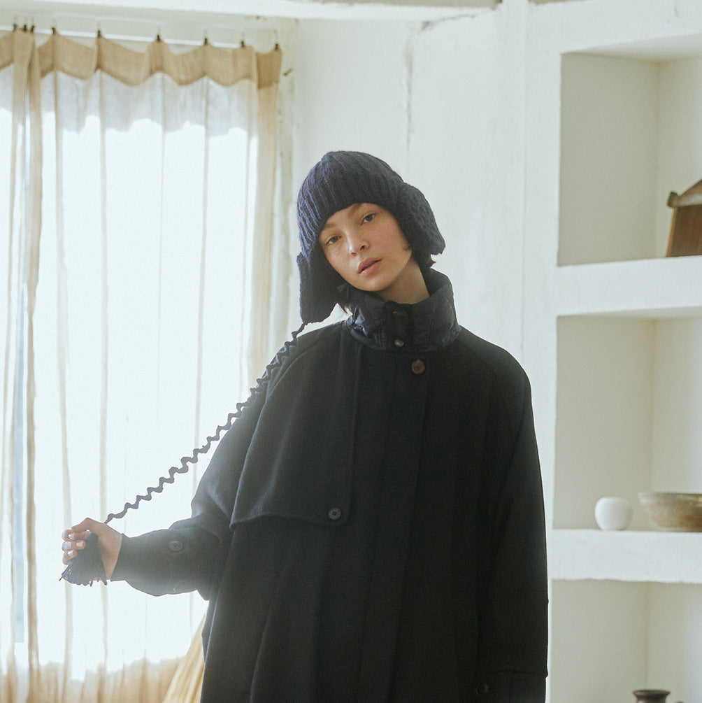 No:bsd23AW-30b | Name:Headphone Beanie | Color:Navy【BEDSIDEDRAMA_ベッドサイドドラマ】【archive】