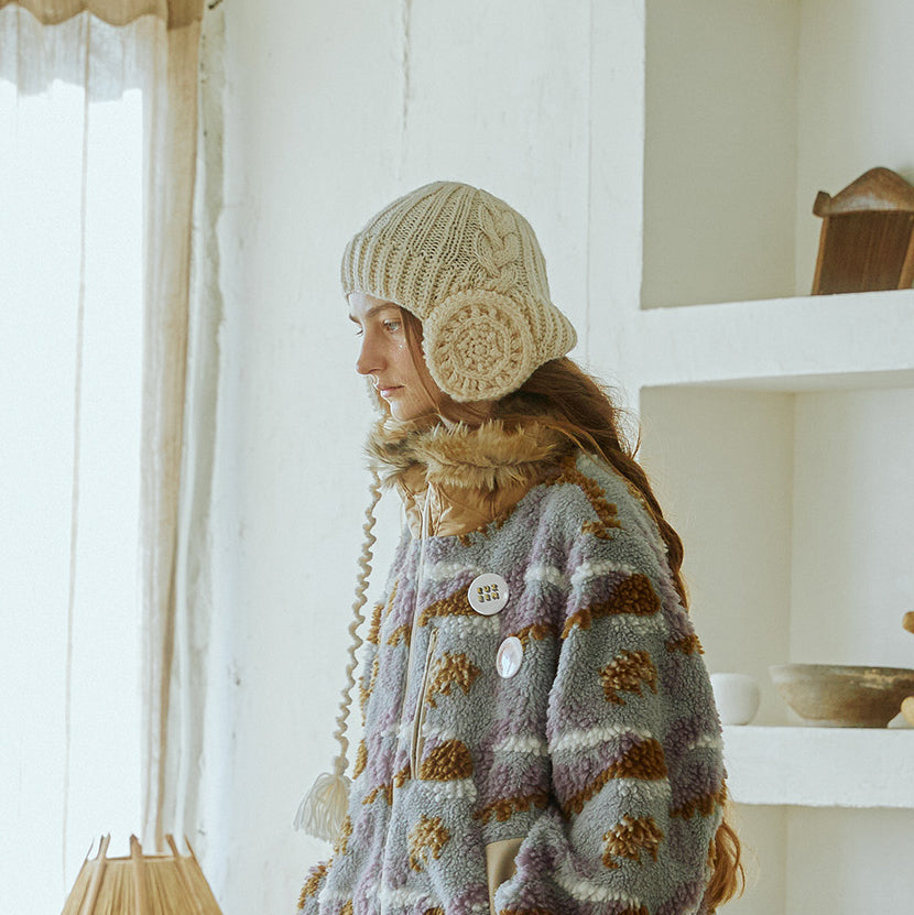 No:bsd23AW-30a | Name:Headphone Beanie | Color:Off White【BEDSIDEDRAMA_ベッドサイドドラマ】