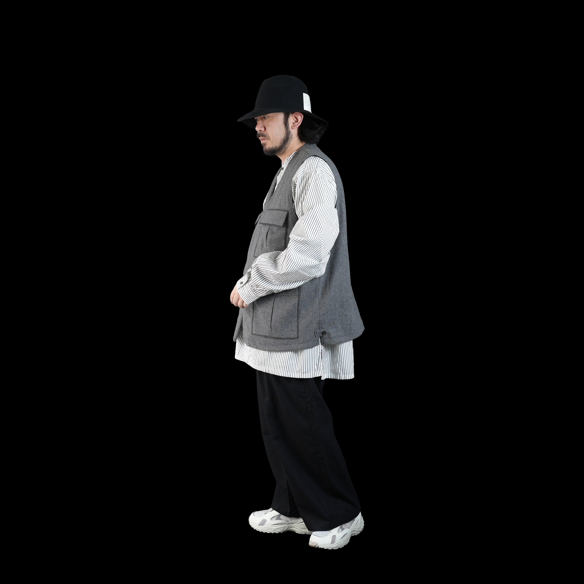 No:2023aw-FPO-02 | Name:FAKE PULLOVER SHIRT-PENCIL STRIPE | Color:Black【CATTA_カッタ】