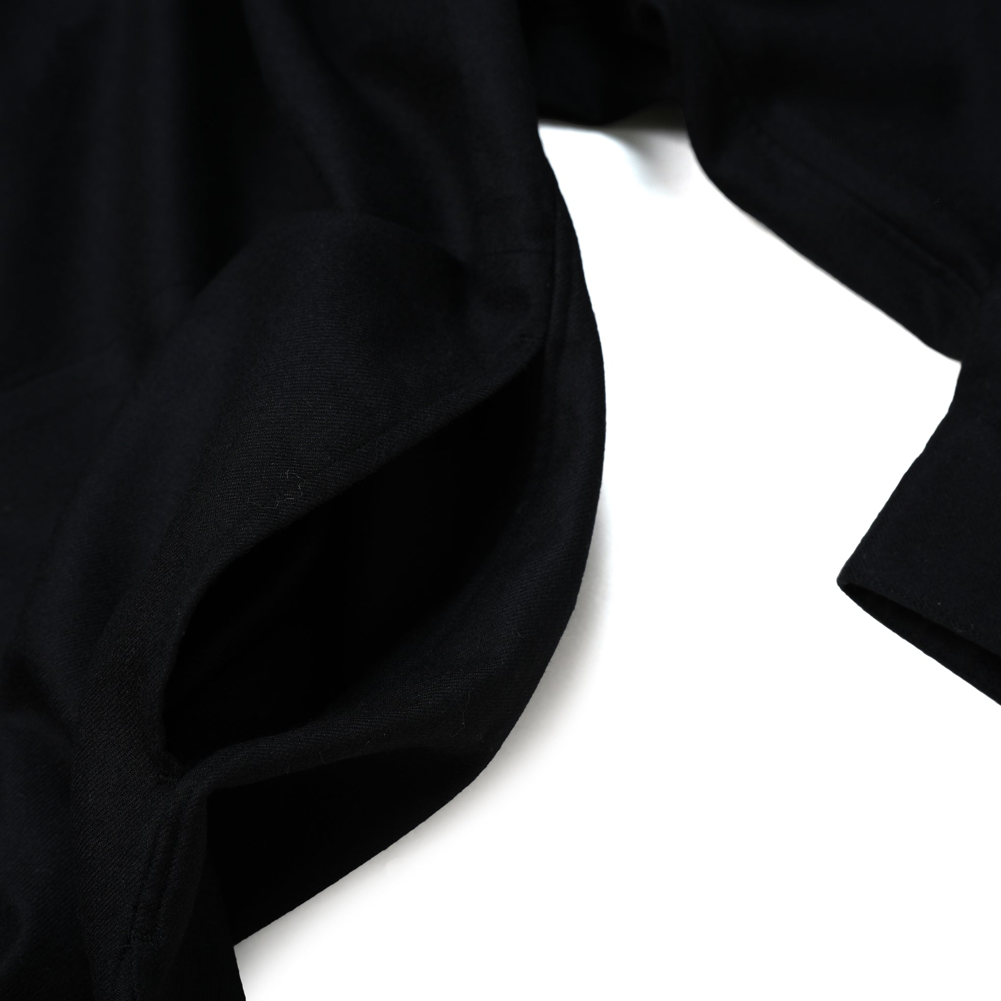 2023aw-OP-02 | OPEN COLLAR SHIRT-WOOL FLANNEL | Color:Black【CATTA_カッタ】