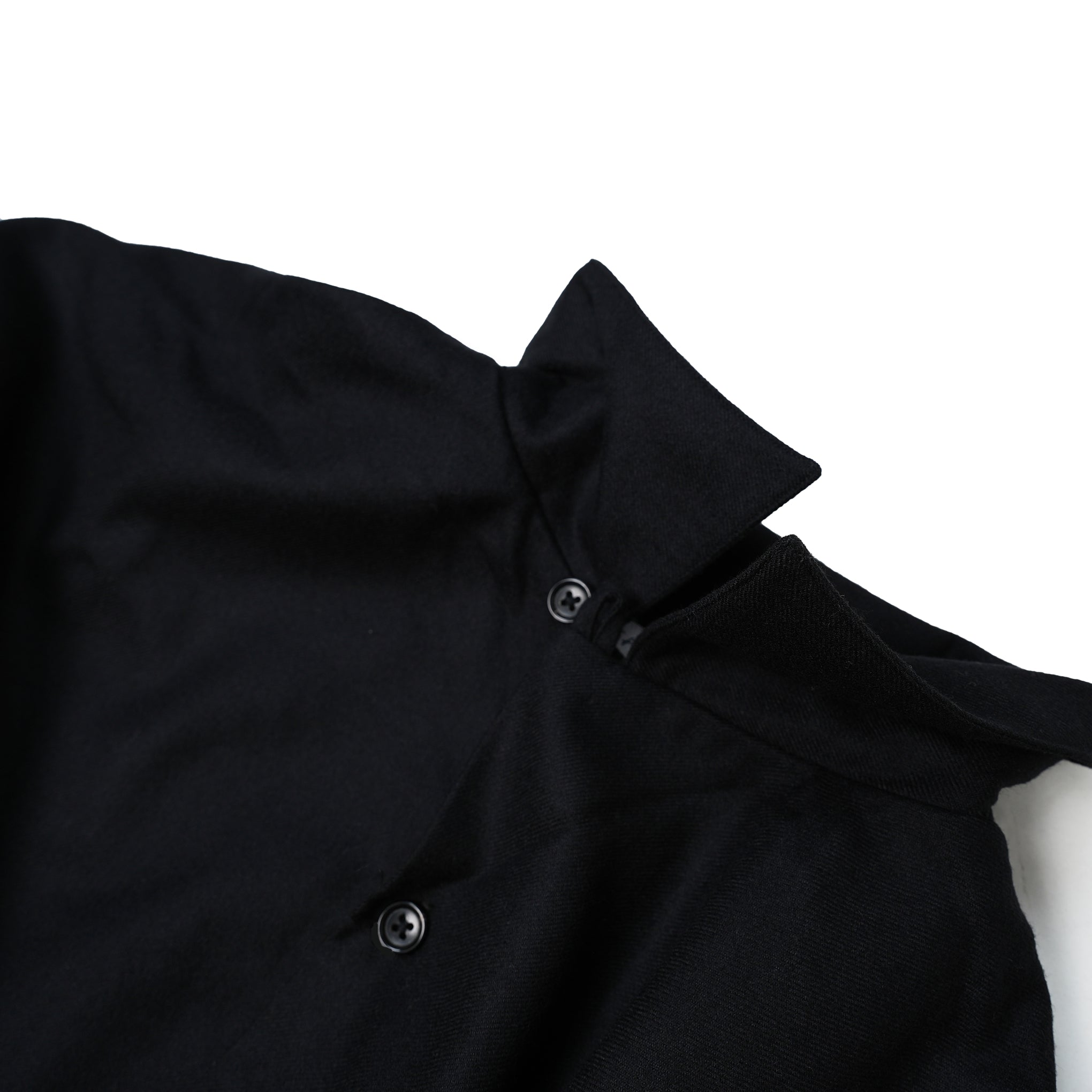 2023aw-OP-02 | OPEN COLLAR SHIRT-WOOL FLANNEL | Color:Black【CATTA_カッタ】