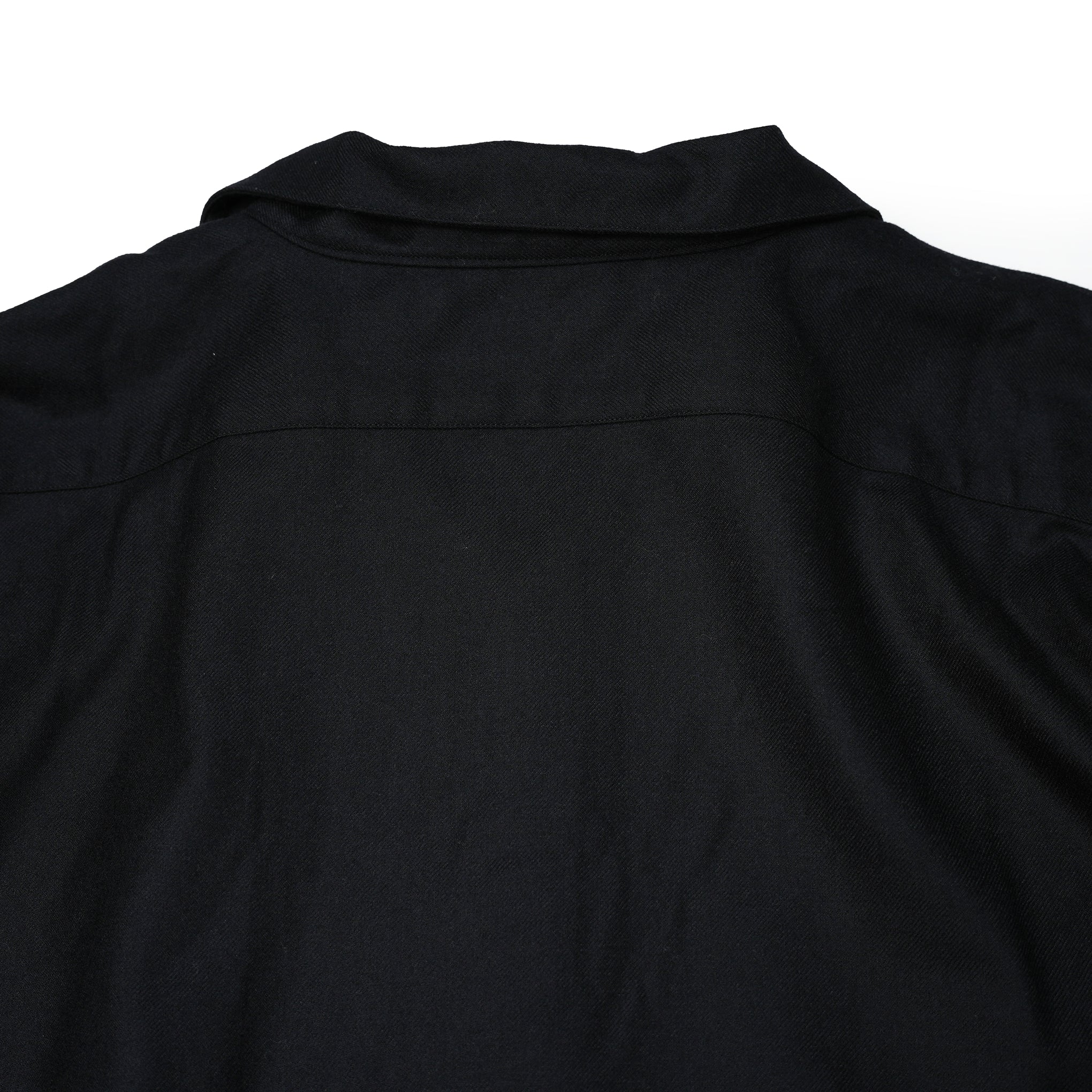 2023aw-OP-02 | OPEN COLLAR SHIRT-WOOL FLANNEL | Color:Black【CATTA_カッタ】