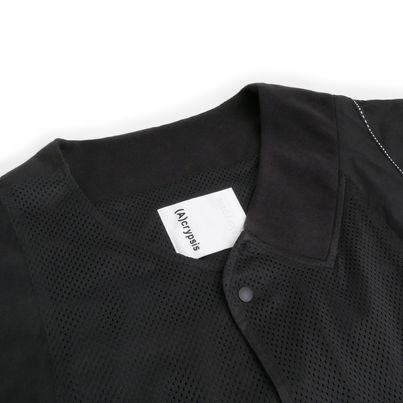 ACRS23-S01 | Striped Baseball Shirt in Mesh / Black | Color : Black | Size:FREE | (A)crypsis | SEIVSON