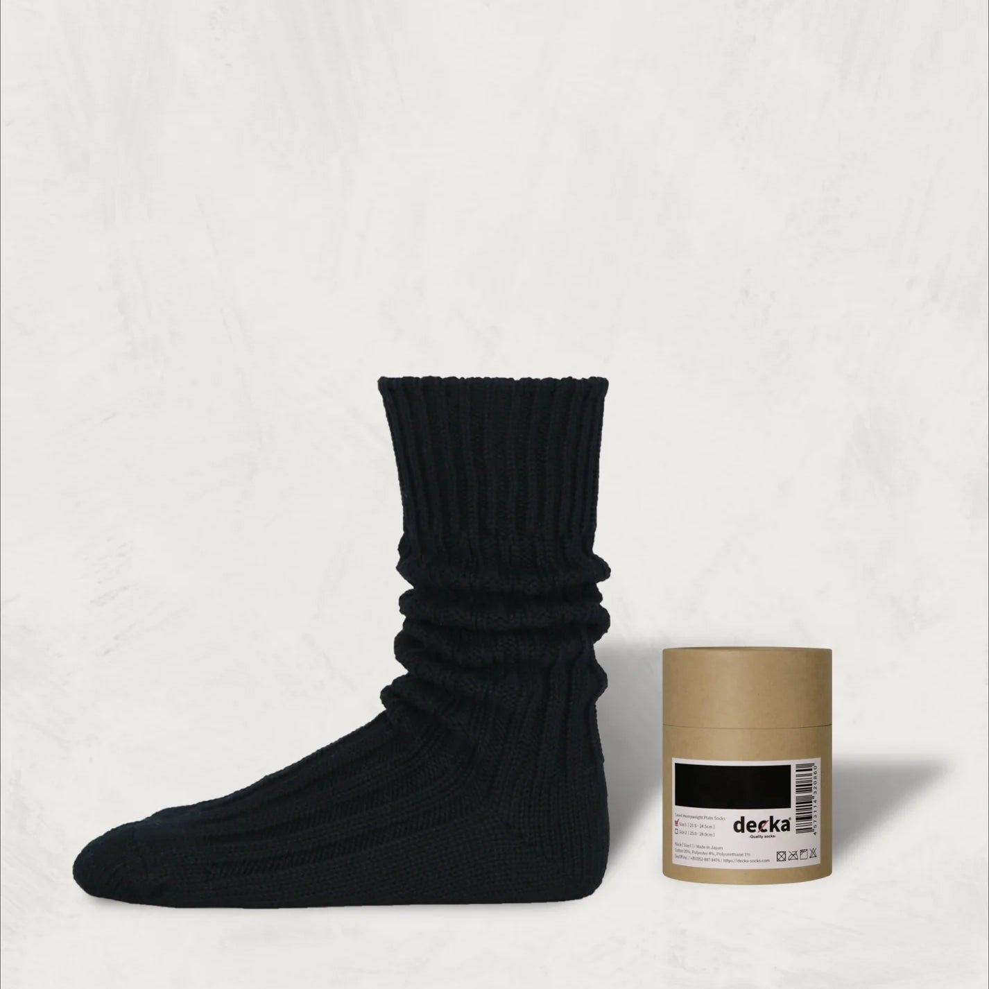 Cased Heavyweight Plain Socks-2nd Collection- – Black | DECKA QUALITY SOCKS【ネコポス選択可能】