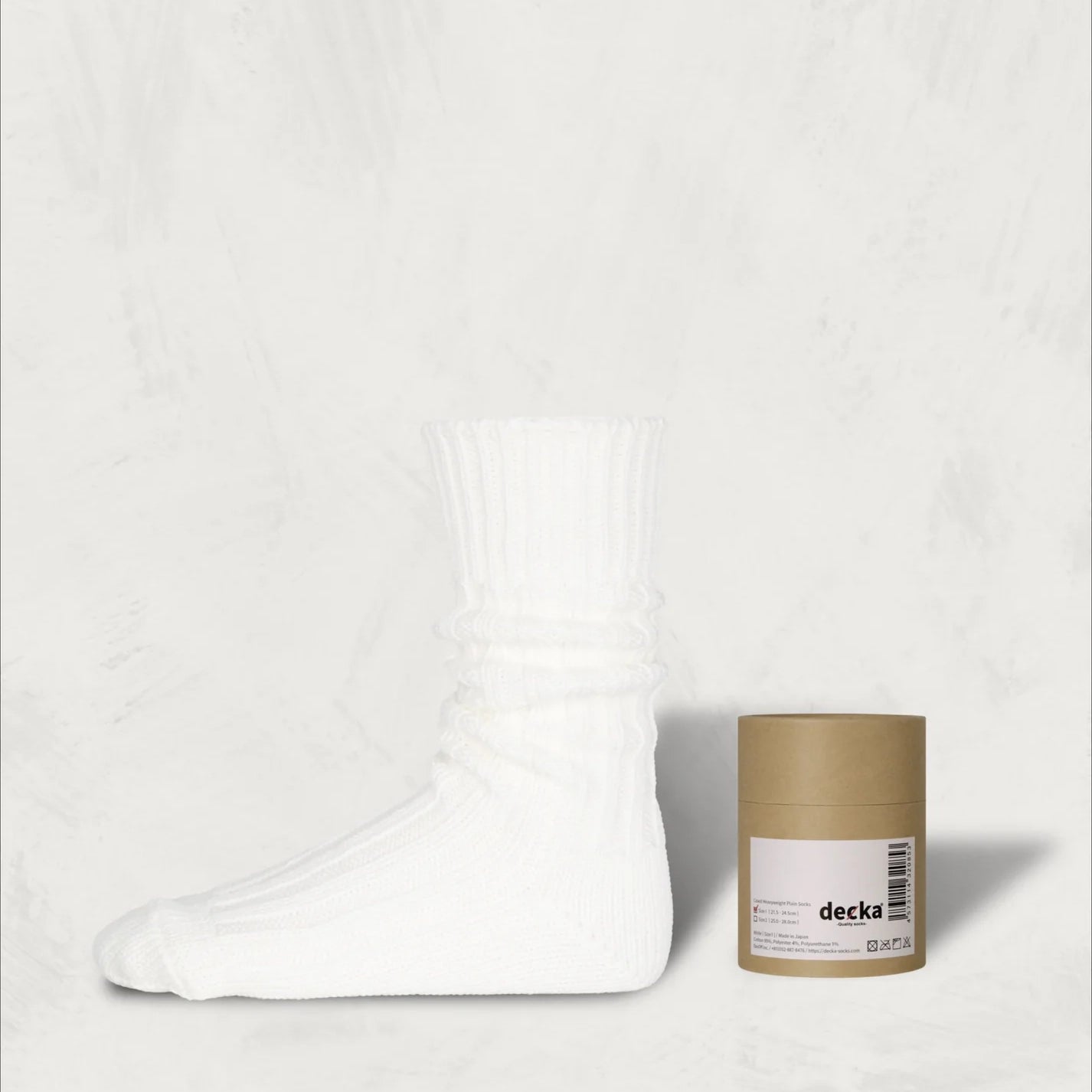 Cased Heavyweight Plain Socks-2nd Collection- – White | DECKA QUALITY SOCKS