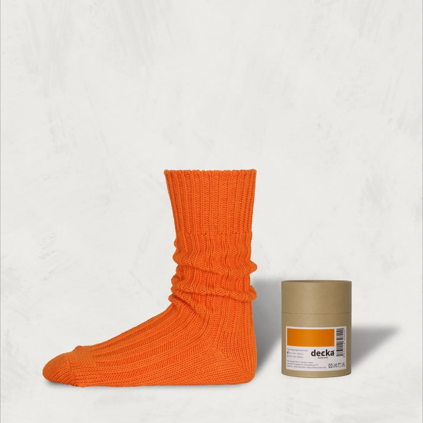 Cased Heavyweight Plain Socks-4th Collection- – Neon Orange | DECKA QUALITY SOCKS