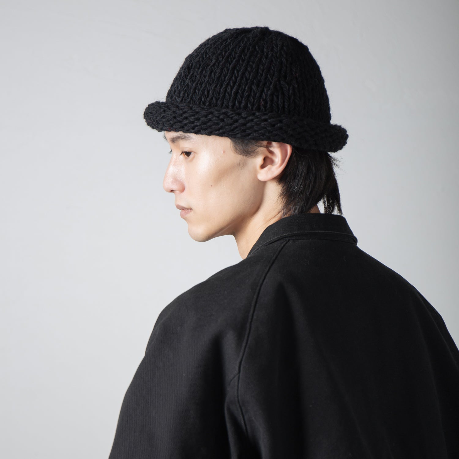 IA-24-106_BLACK | Roll Knit Cap – Black | INDIETRO ASSOCIATION