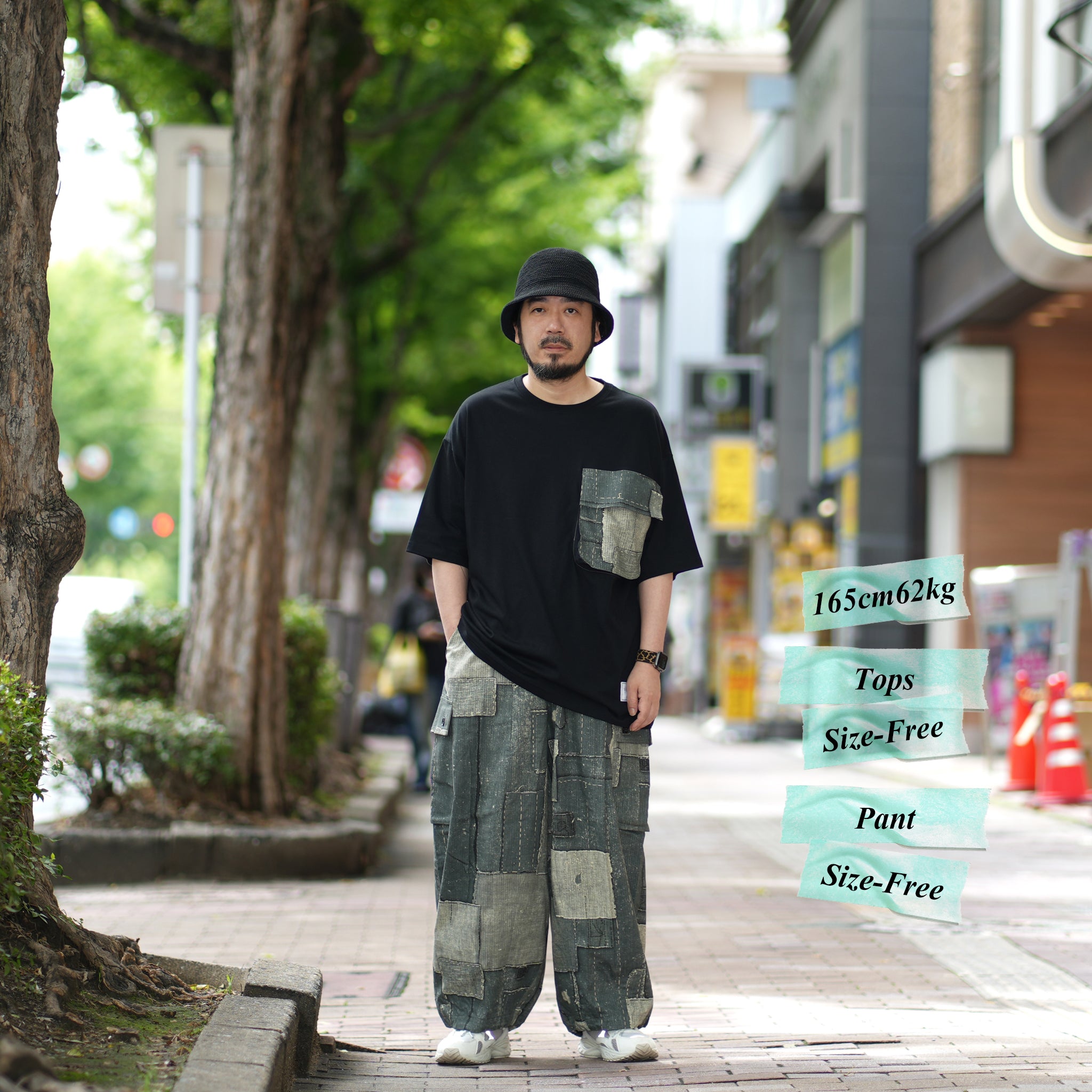 Balloon Wide Cargo Pants (DENIM PATCHWORK) – DENIM PATCHWORK | Size:Free | EFFECTEN