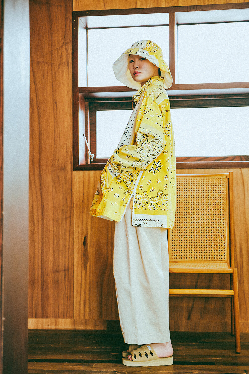 G41203_MT.YE | YELLOW BANDANA HALF-ZIP PULLOVER-MT.YE | Color:Yellow【GORT_ゴート】