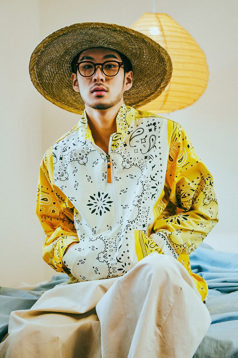 G41203_MT.YE | YELLOW BANDANA HALF-ZIP PULLOVER-MT.YE | Color:Yellow【GORT_ゴート】