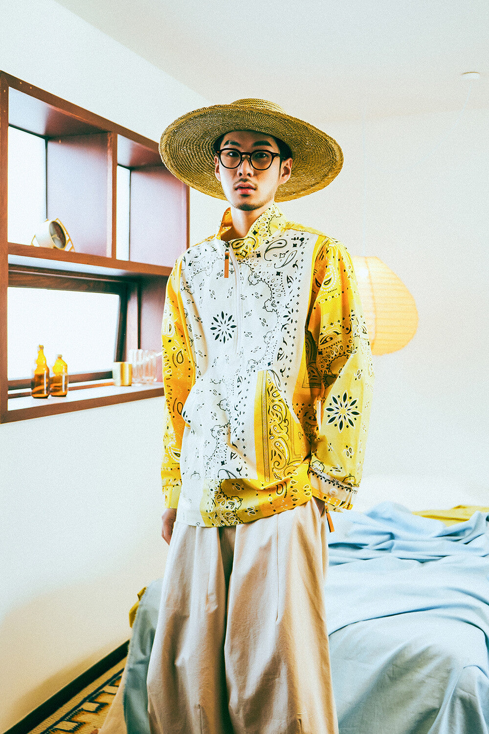 G41203_MT.YE | YELLOW BANDANA HALF-ZIP PULLOVER-MT.YE | Color:Yellow【GORT_ゴート】