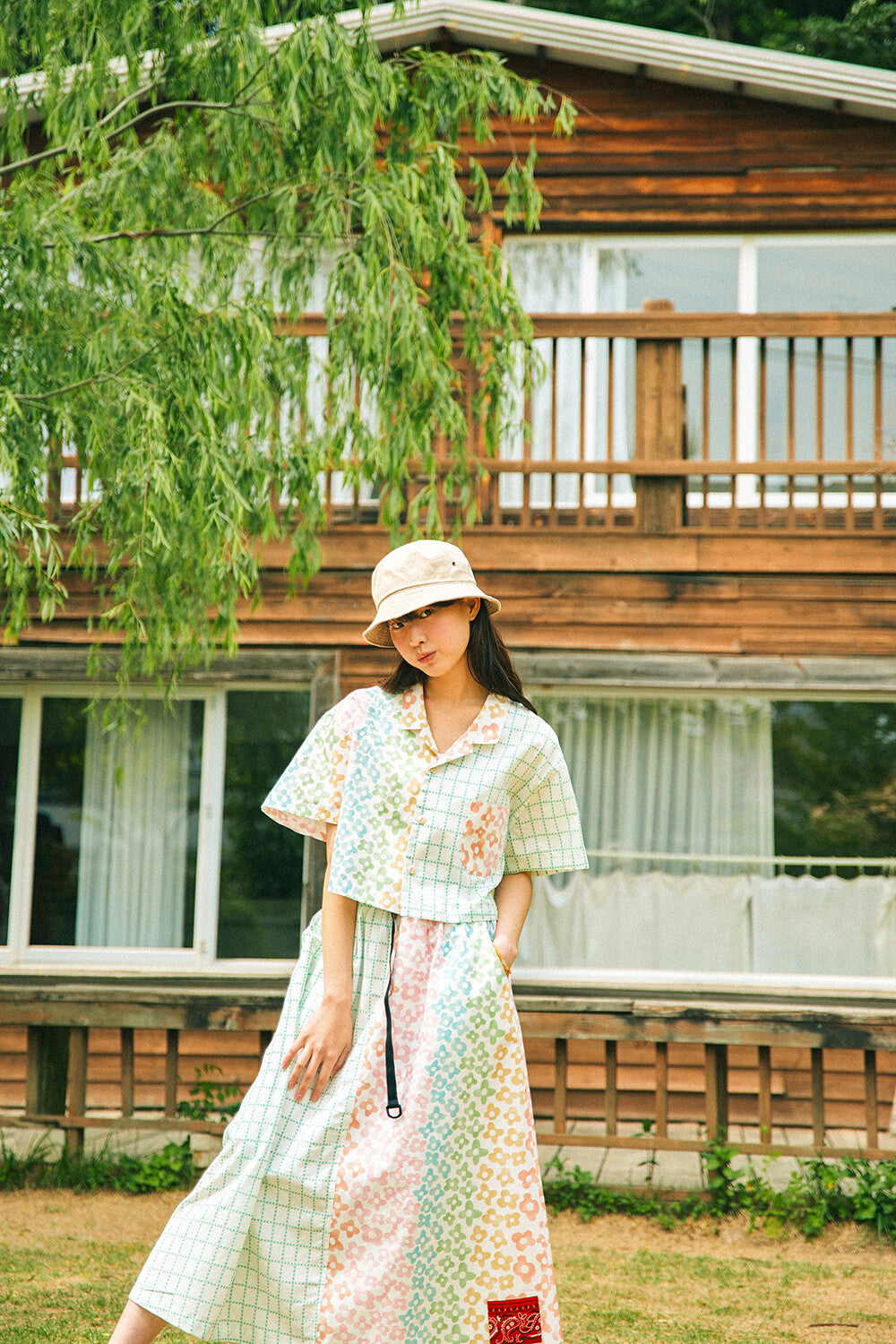 G42301_PT  | PATCHWORK BUCKLE SKIRT-PT | Color:Pastel【GORT_ゴート】【archive】