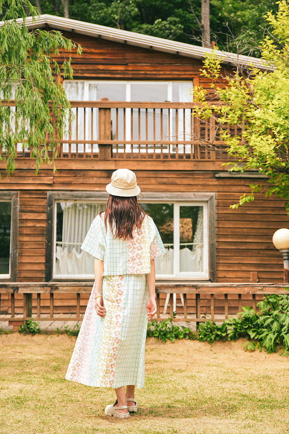 G42301_PT  | PATCHWORK BUCKLE SKIRT-PT | Color:Pastel【GORT_ゴート】【archive】