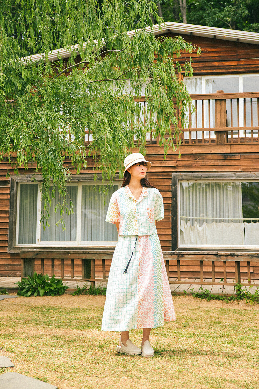 G42301_PT  | PATCHWORK BUCKLE SKIRT-PT | Color:Pastel【GORT_ゴート】【archive】