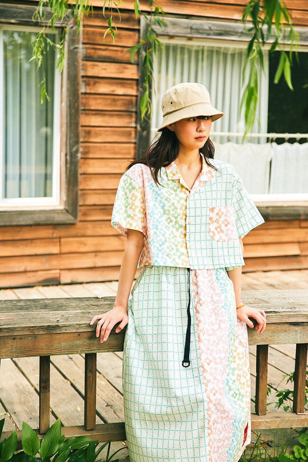 G42301_PT  | PATCHWORK BUCKLE SKIRT-PT | Color:Pastel【GORT_ゴート】【archive】