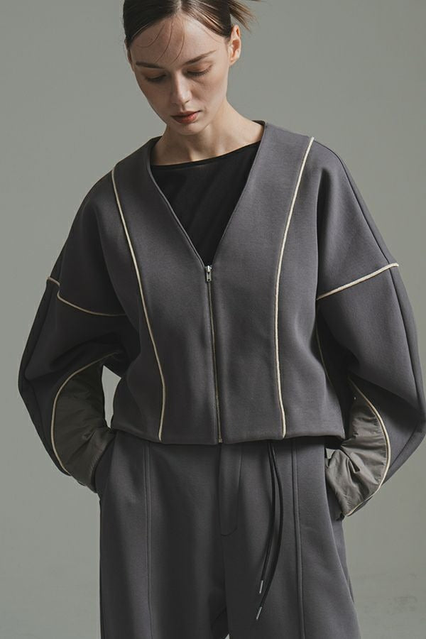 25223-6550Q_m_gray | パイピング切替ブルゾン | Color:M Gray【ANGELINA_アンジェリーナ】