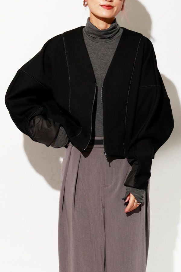 25223-6550Q_black | パイピング切替ブルゾン | Color:Black【ANGELINA_アンジェリーナ】