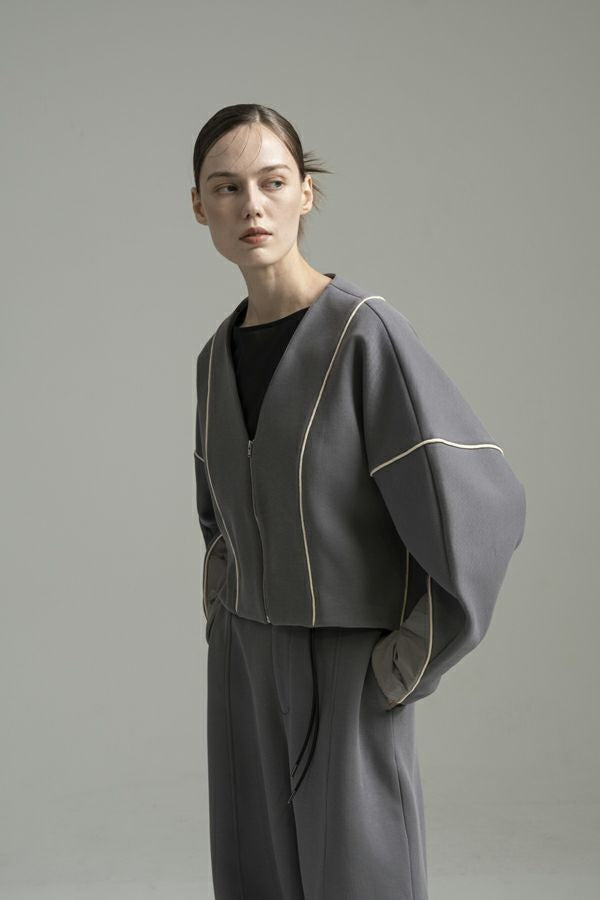 25223-6550Q_m_gray | パイピング切替ブルゾン | Color:M Gray【ANGELINA_アンジェリーナ】