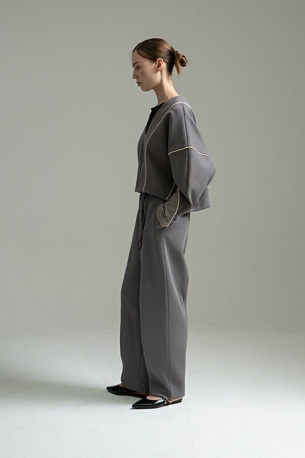 25223-6550Q_m_gray | パイピング切替ブルゾン | Color:M Gray【ANGELINA_アンジェリーナ】
