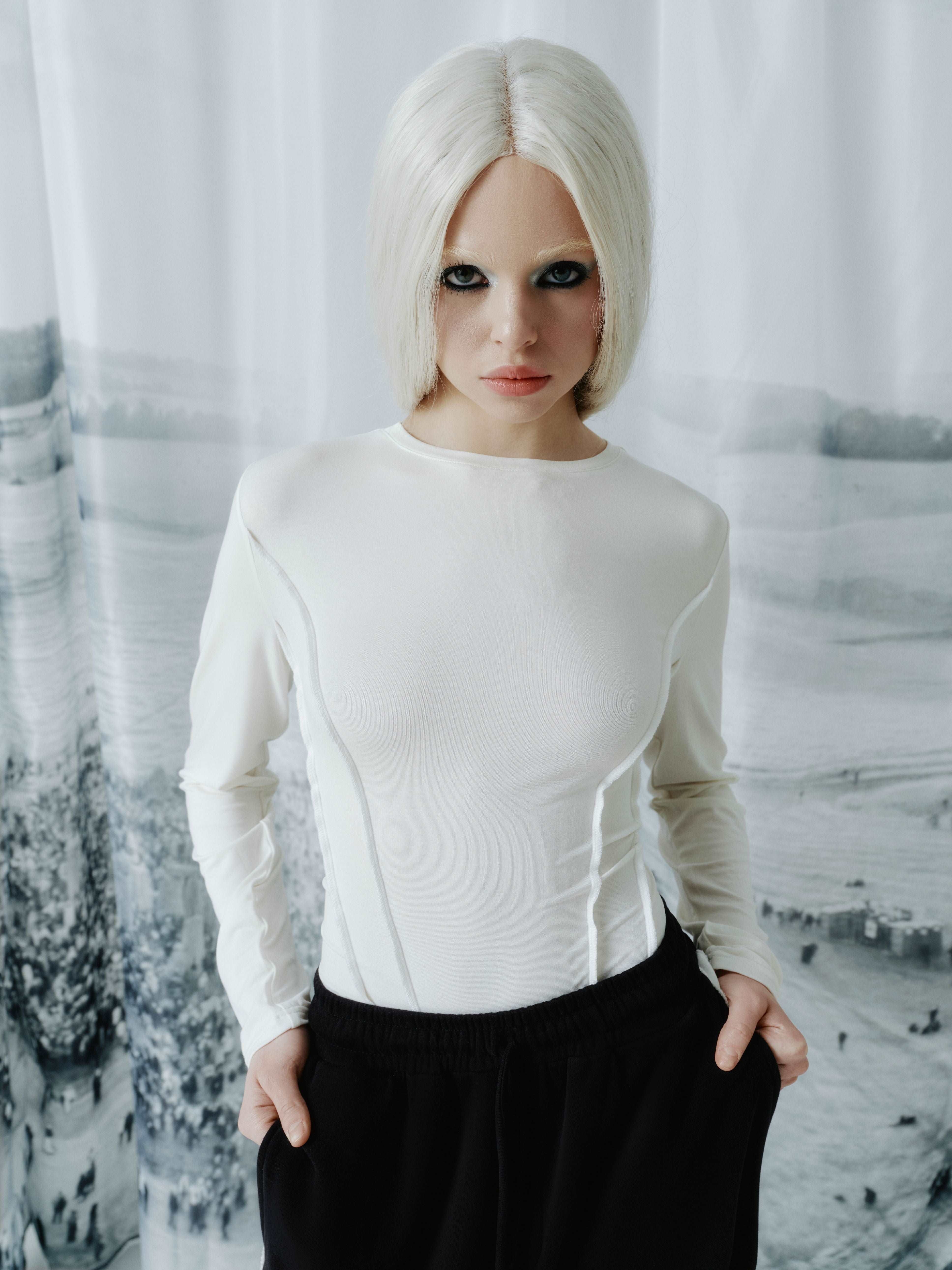 Corset longsleeve | Color:White【ANIELE STROZ】 | SS24LG02_w