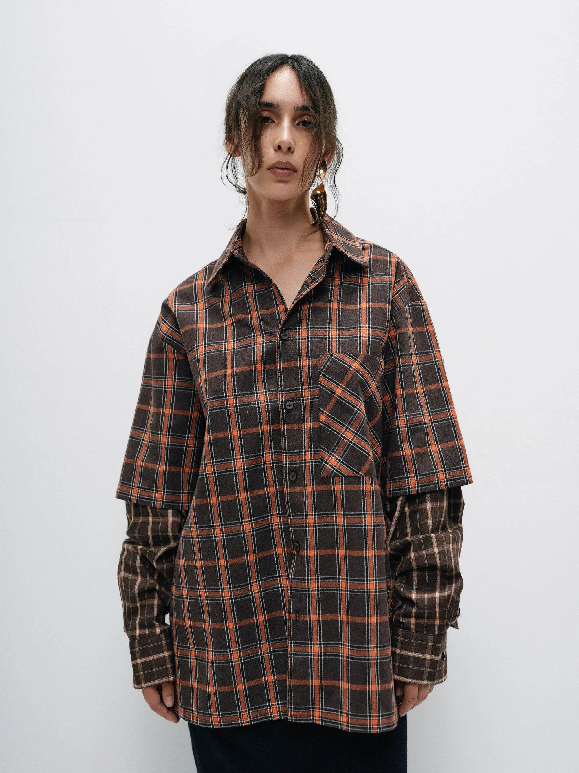 Confiant shirt | Color:Check【ANIELE STROZ】 | FW24ST01