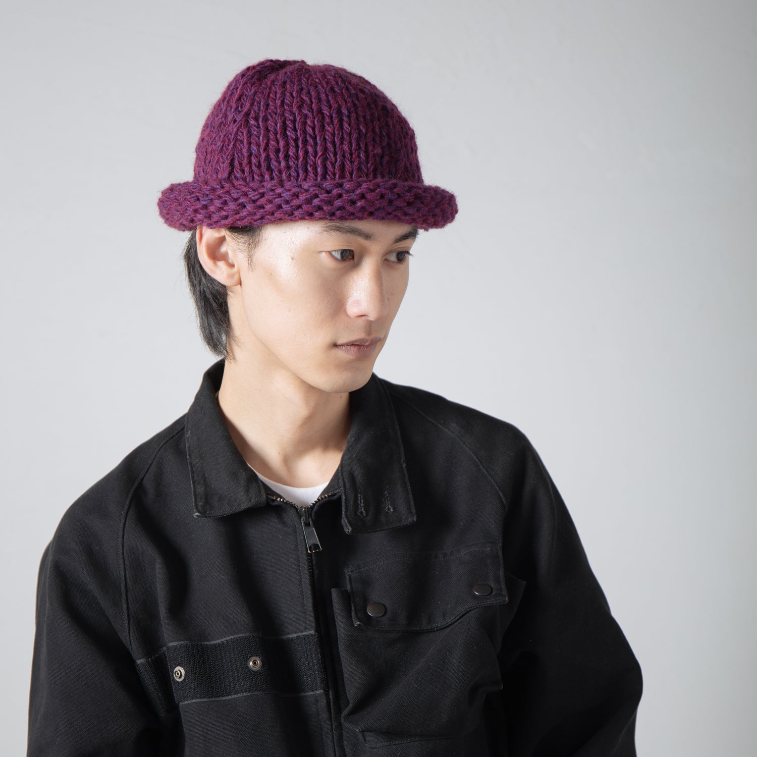 IA-24-106_PURPLE | Roll Knit Cap | Color:Purple【INDIETRO ASSOCIATION_インディエトロアソシエーション】