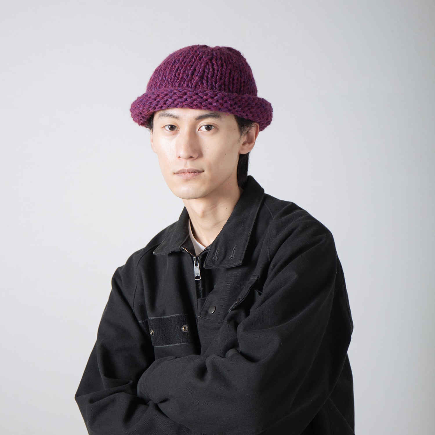 IA-24-106_PURPLE | Roll Knit Cap | Color:Purple【INDIETRO ASSOCIATION_インディエトロアソシエーション】【archive】