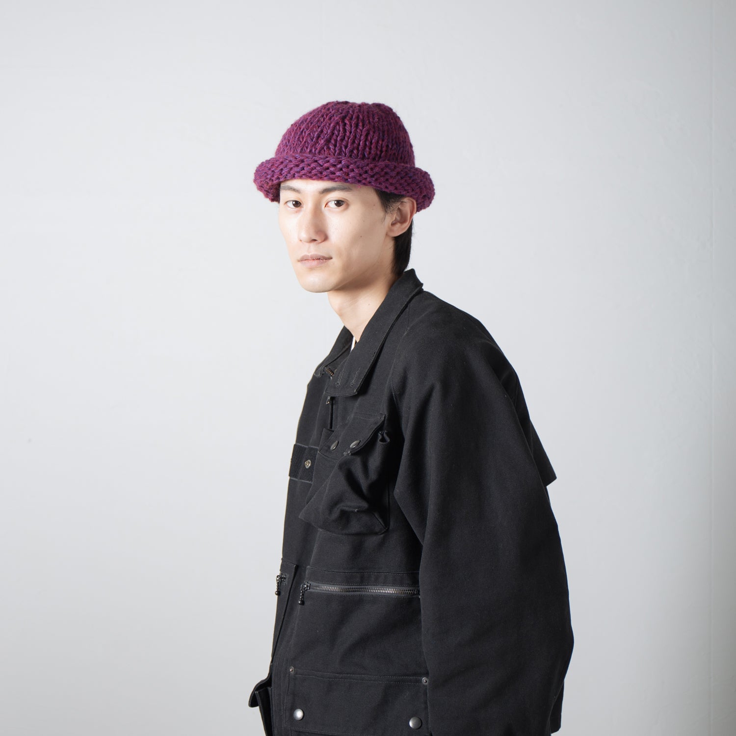 IA-24-106_PURPLE | Roll Knit Cap | Color:Purple【INDIETRO ASSOCIATION_インディエトロアソシエーション】【archive】
