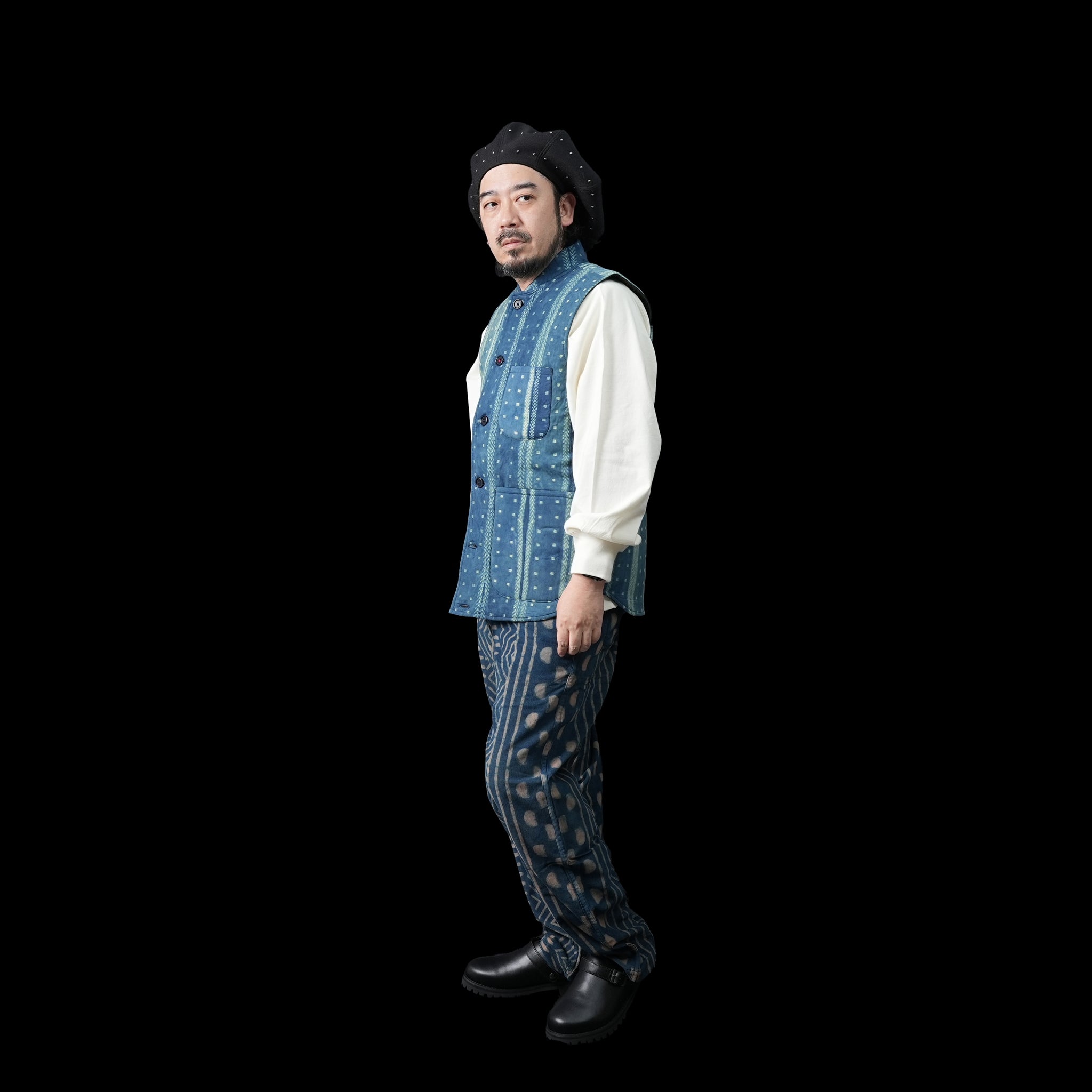 karudo2023aw07 | LEO_QUILTED VEST | Color:Shibori13 Green【KARDO_カルド】