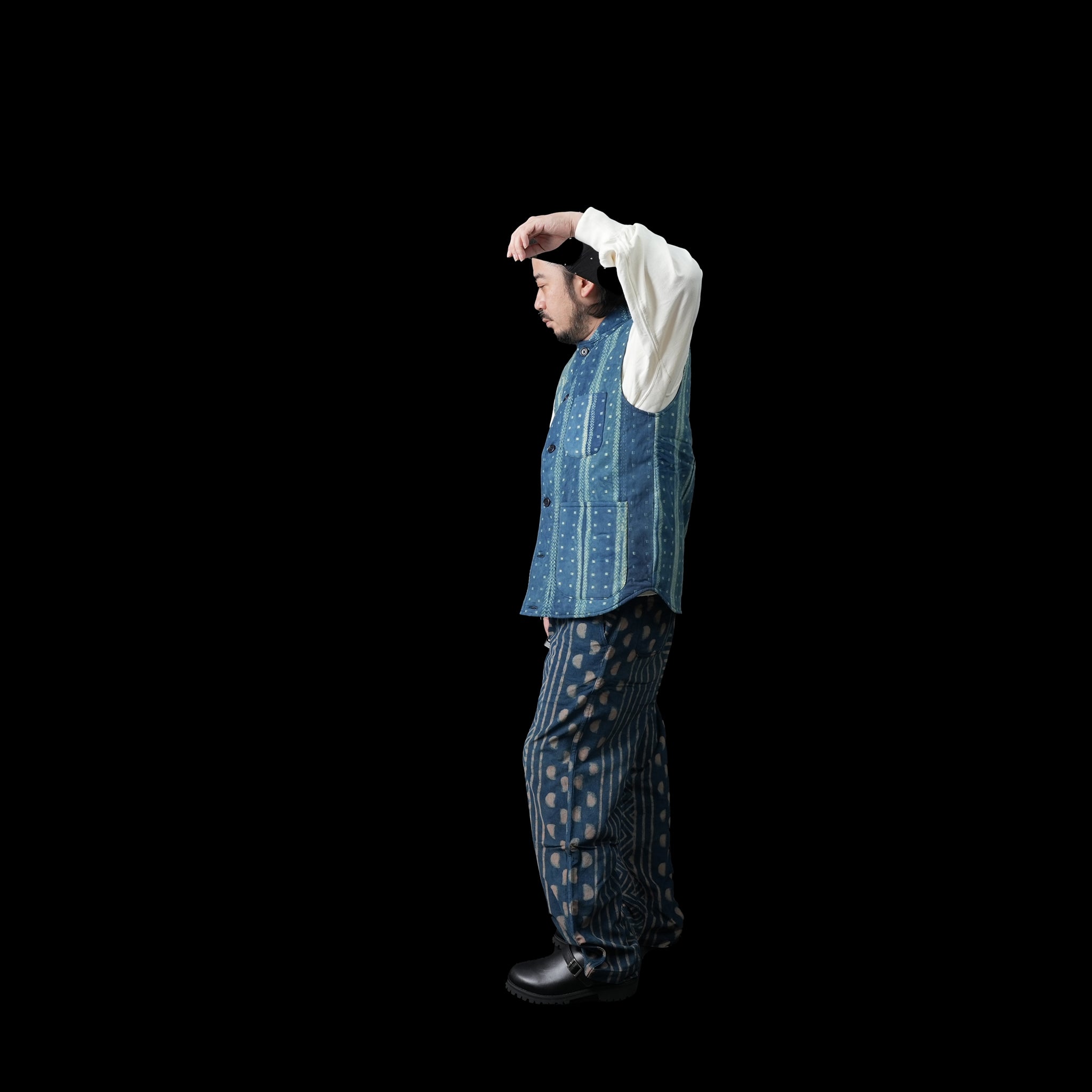 karudo2023aw07 | LEO_QUILTED VEST | Color:Shibori13 Green【KARDO_カルド】