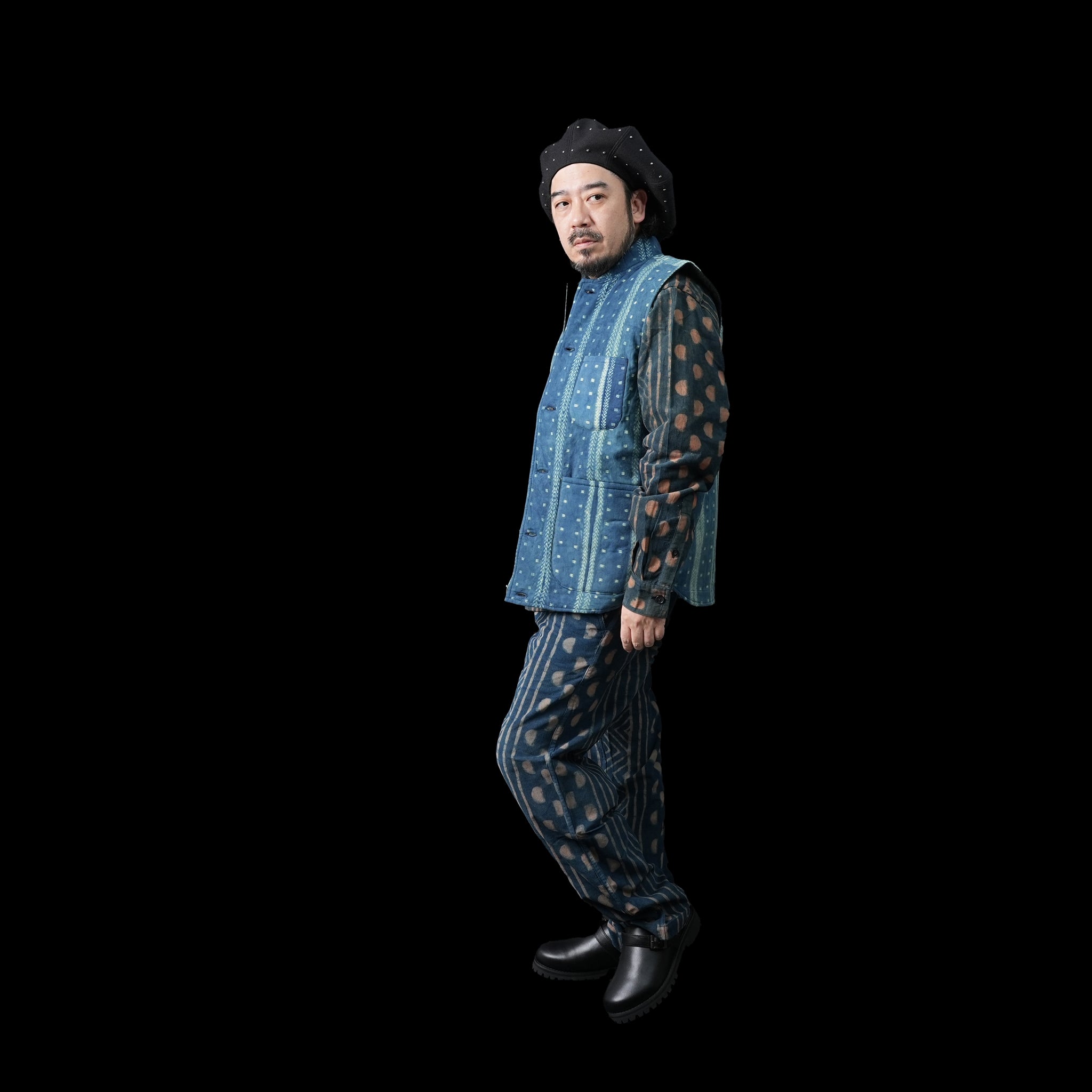 karudo2023aw07 | LEO_QUILTED VEST | Color:Shibori13 Green【KARDO_カルド】