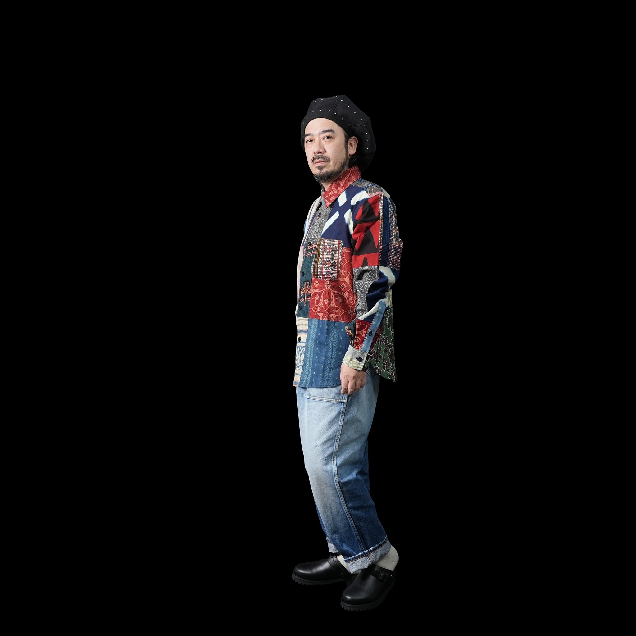 No:karudo2023aw08 | Name:LUIS_OVER SIZED REGULARCOLLAR LS SHIRT | Color:Patchwork 04【KARDO_カルド】