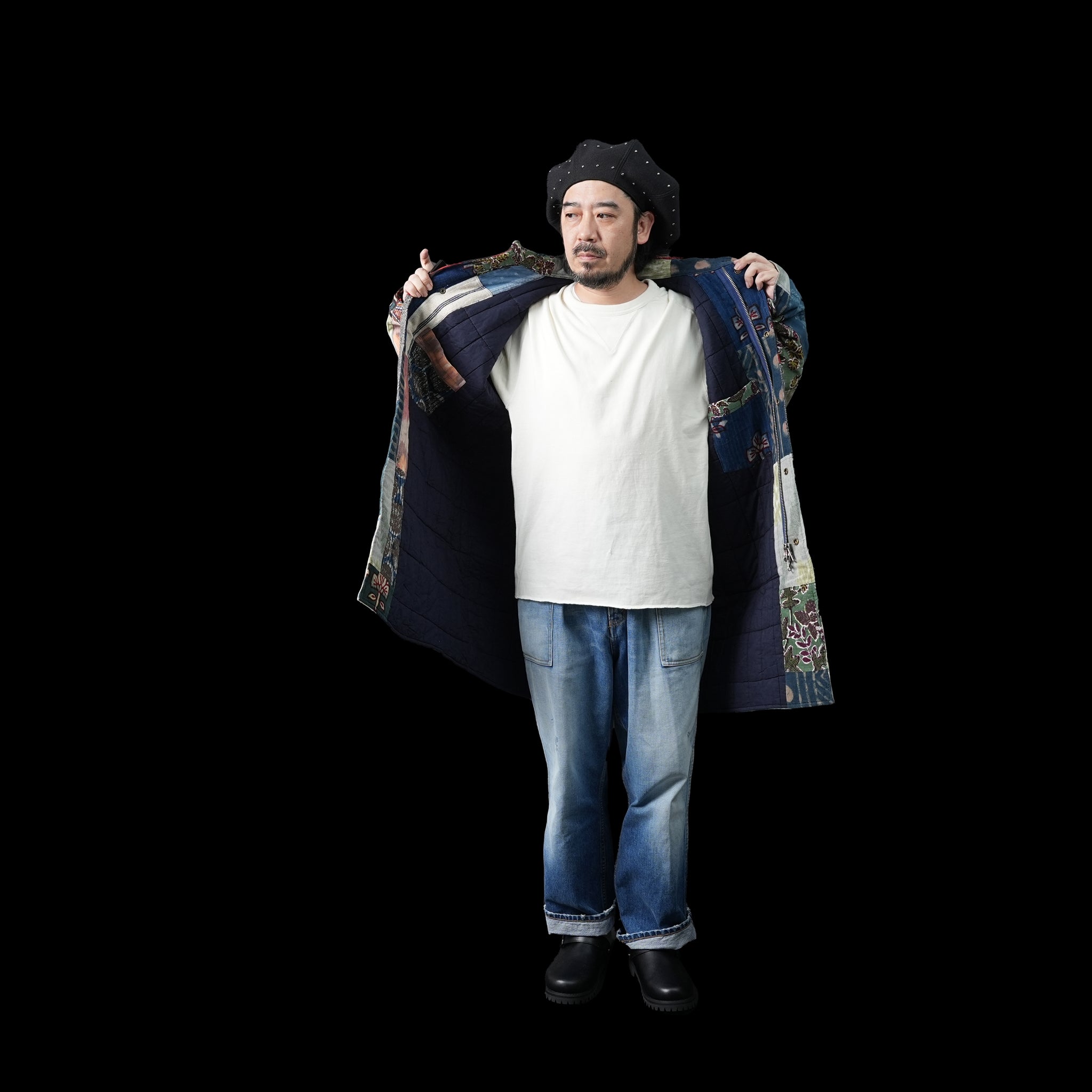 karudo2023aw10 | SANTOS_SANTOSDESCRIPTION: QUILTED LONG COAT WITHZIP & SNAP BUTTONS | Color:Patchwork 04【KARDO_カルド】