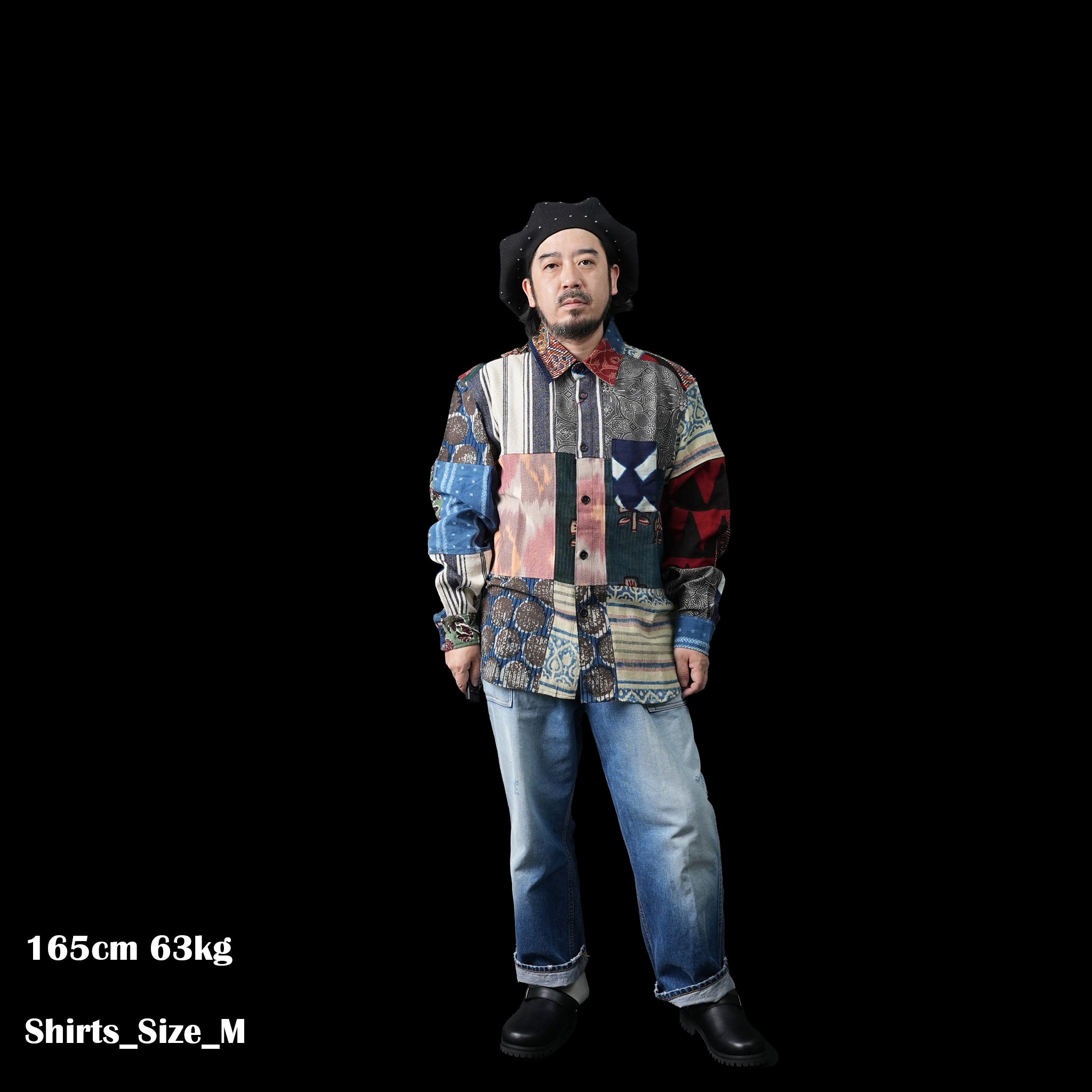 No:karudo2023aw08 | Name:LUIS_OVER SIZED REGULARCOLLAR LS SHIRT | Color:Patchwork 04【KARDO_カルド】