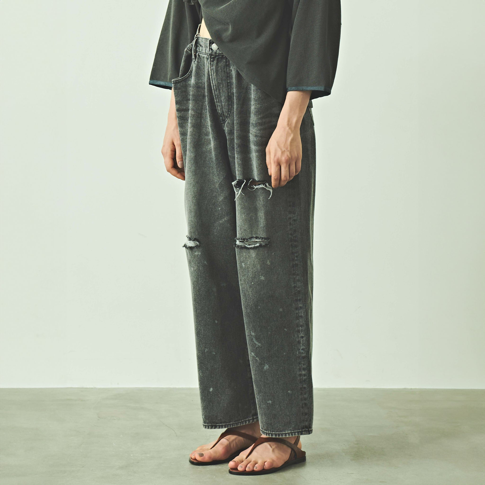 No:MIL24HPT3197 | Name:SIDE ADJUST DENIM | Color:Indigodmg/Blackdmg【KHA:KI_カーキ】【入荷予定アイテム・入荷連絡可能】