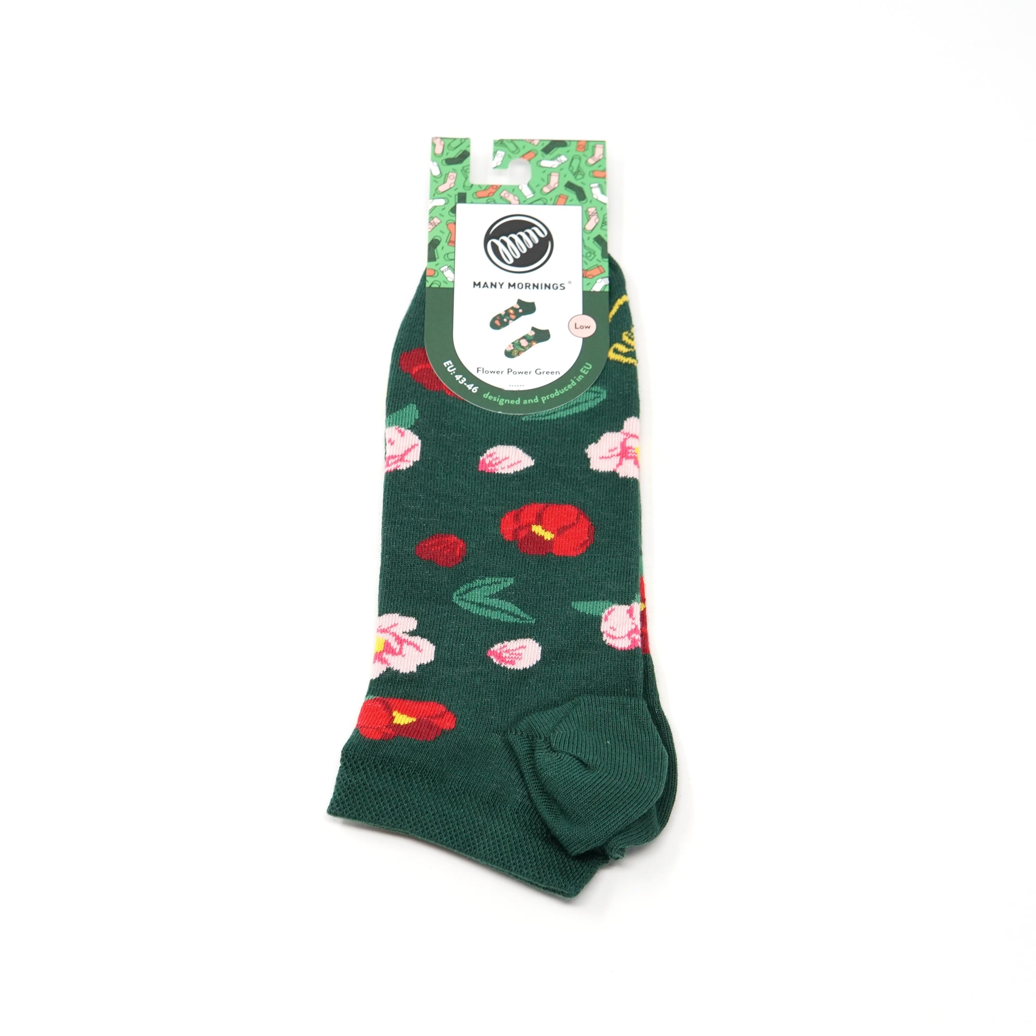 many mornings low socks / Flower Power Green / 【MANY MORNINGS_メニ―モーニングス】【ネコポス選択可能】